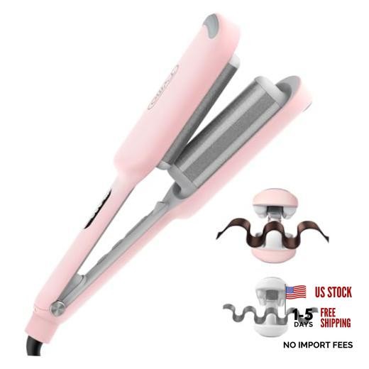 ROVY Beach Waves Curling Iron Hair Crimper Waver – 1.25 Inch Pink