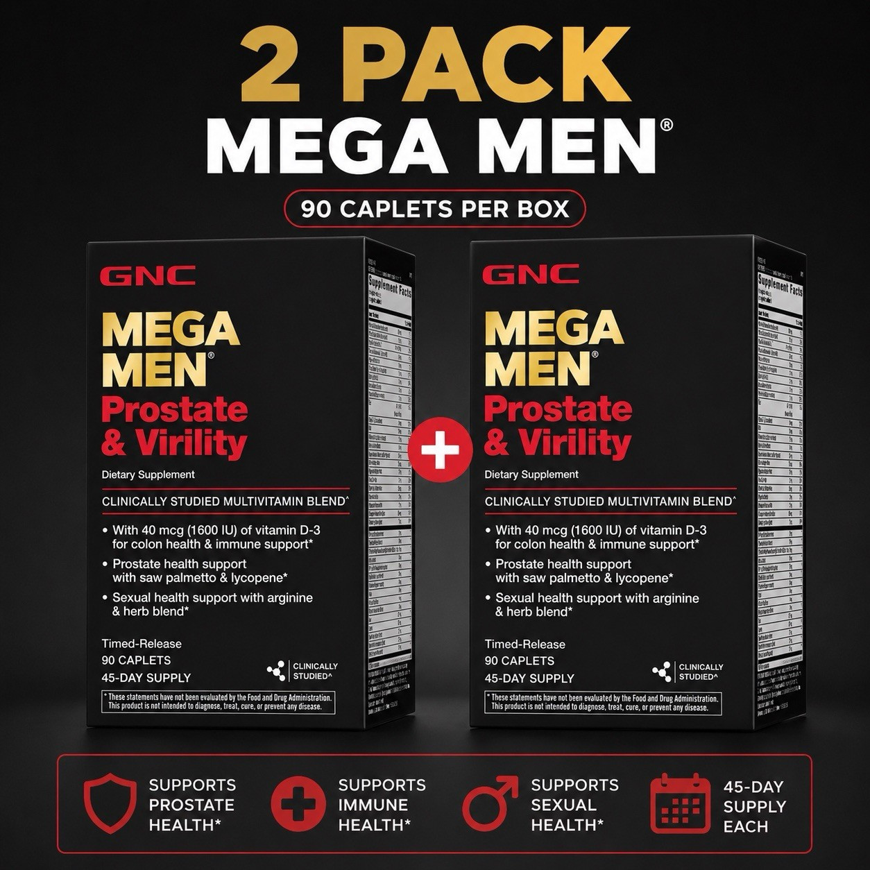GNC Mega Men Prostate And Virility Multivitamin 2 Pack Ex: 3/28