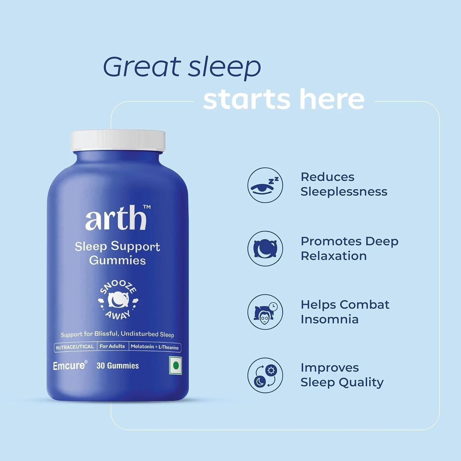 Arth Sleep Gummies w/ L-Theanine Chamomile Passion Flower Cranberry 30ct