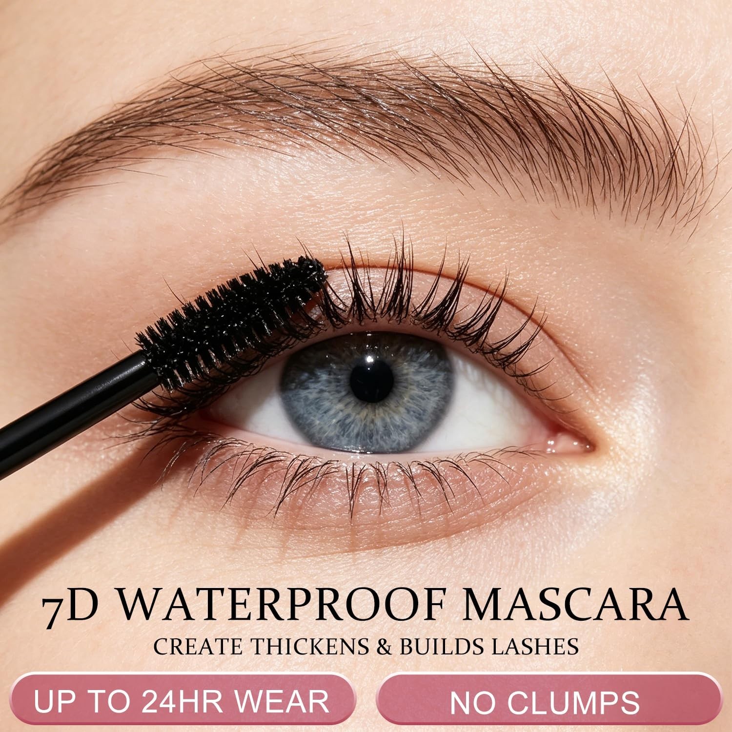 2PCS 7D Waterproof Mascara, Black Lengthening Thickening Softer Fuller Lashes Ma