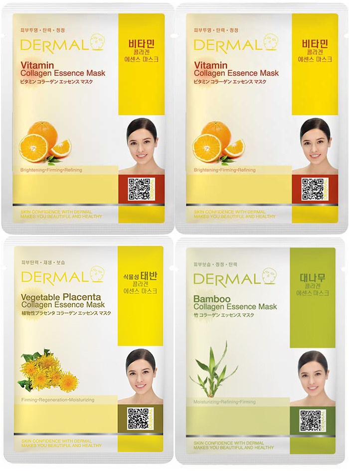Dermal Korea Collagen Essence Full Face Facial Mask Sheet (24 Combo Pack) New