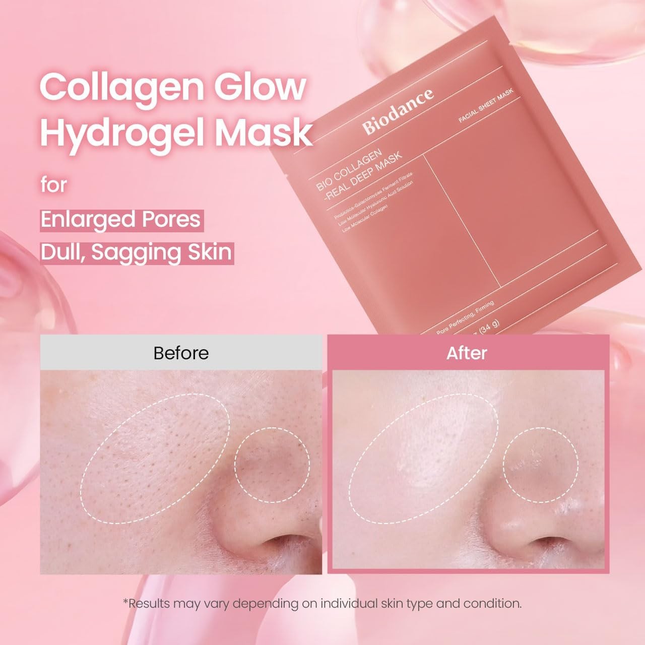 Bio-Collagen Real Deep Mask, Hydrating Overnight Hydrogel Face Mask