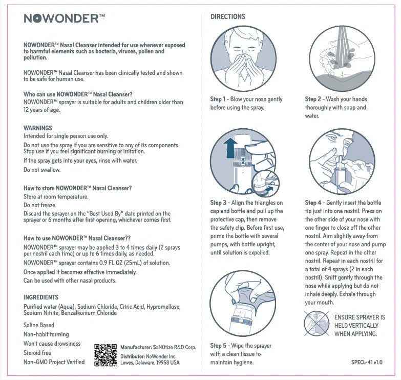 6-PACK NOWONDER™ (Enovid) SaNotize Nasal Spray Cleanser Powered by Nitric Oxide