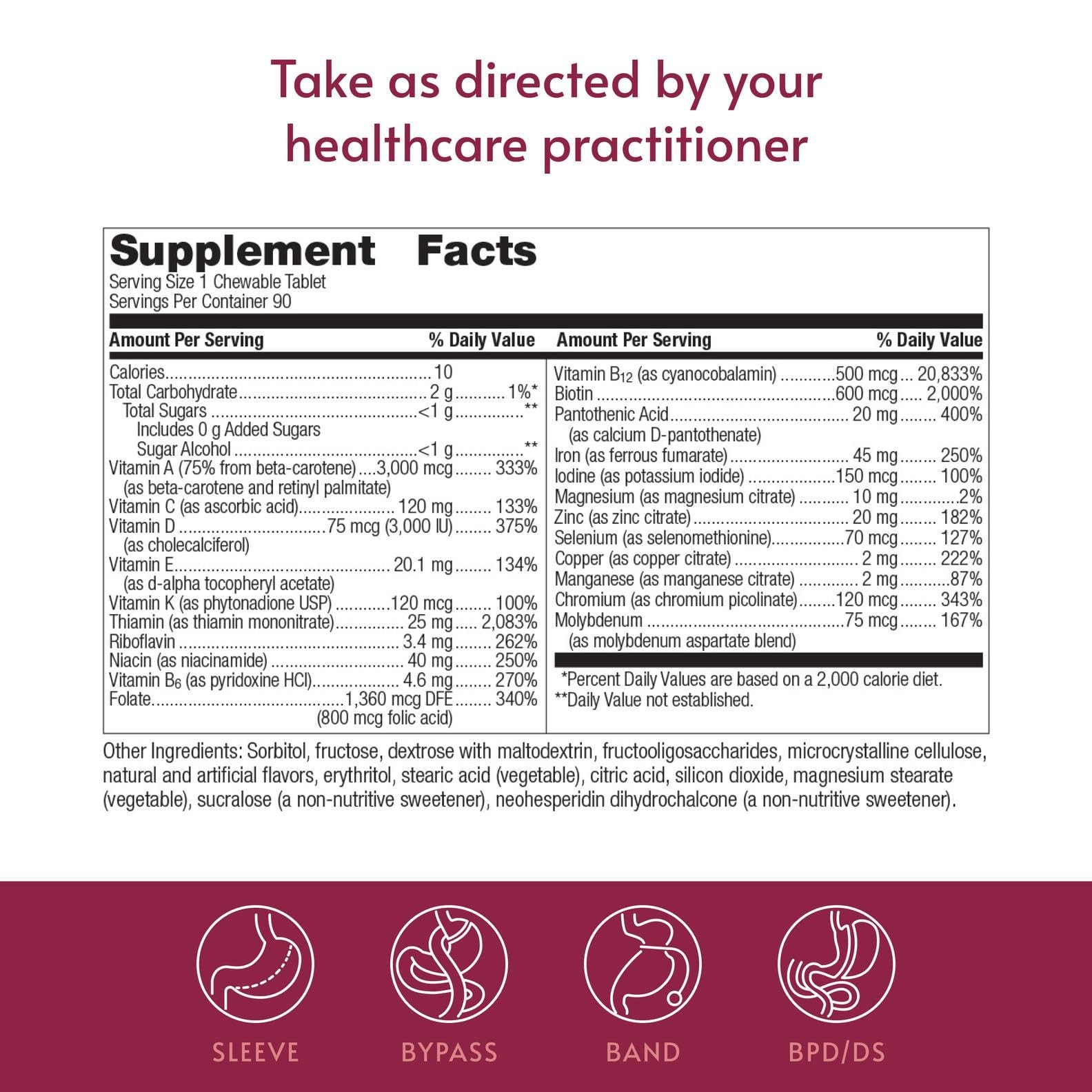 Chewable Ultra Solo with Iron – Once-Per-Day Daily Multivitamin – for Bariatr…