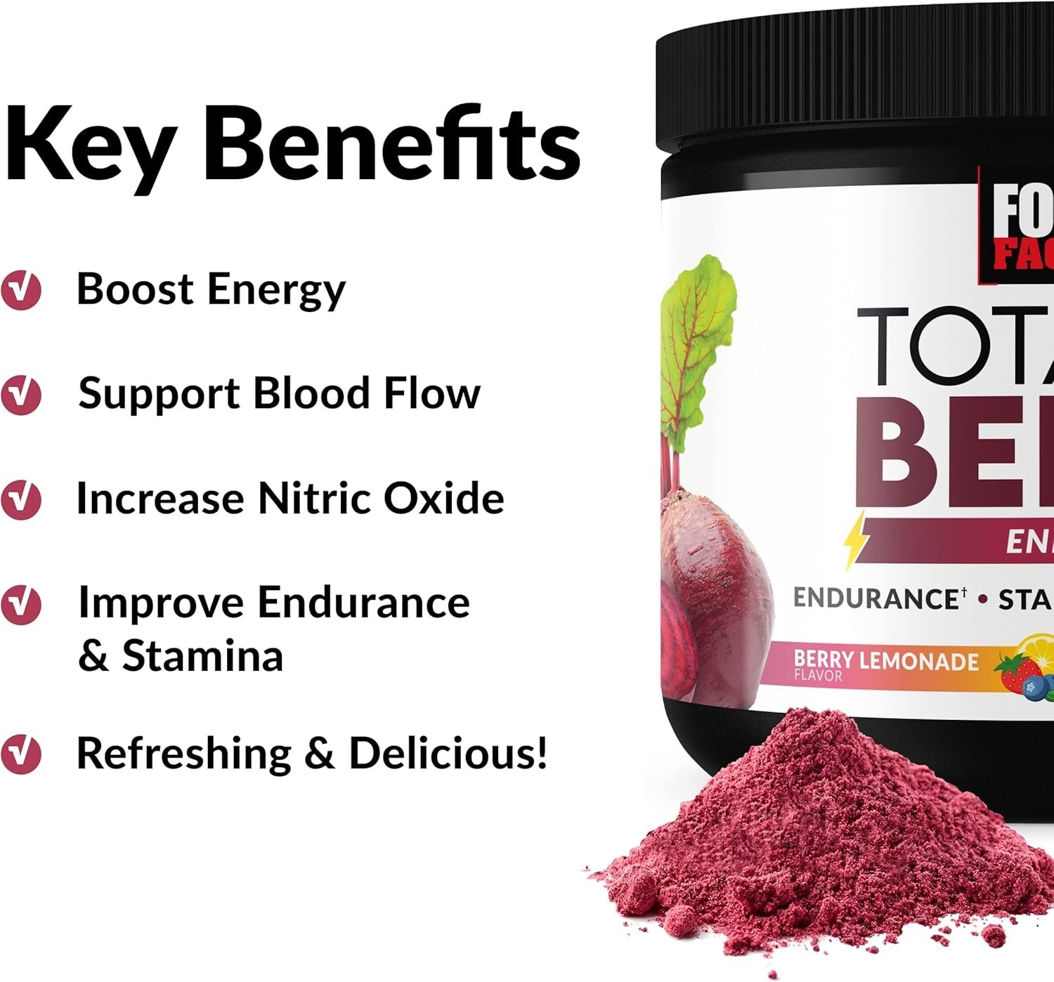 Total Beets Energy Powder – Delicious Berry Lemonade Beet Root Supplement, 30…