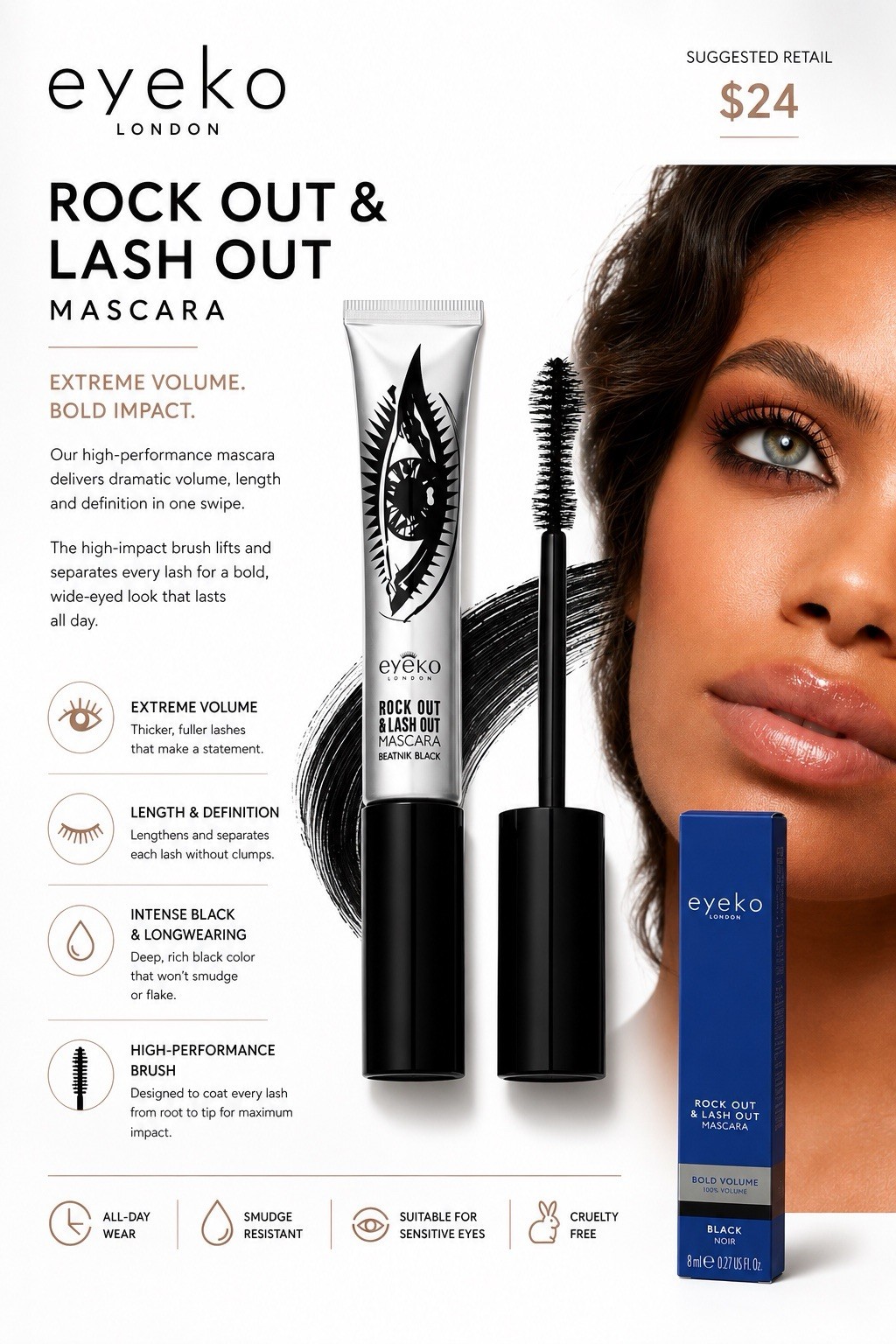 Eyeko London Rock Out & Lash Out Mascara Black | $24 retail