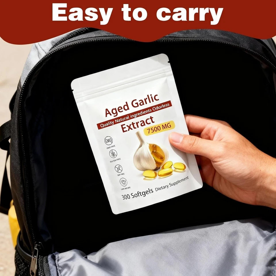 Odorless Garlic 7500mg Per Servings, 150 Softgels | 2 Years Aged Garlic Extra…