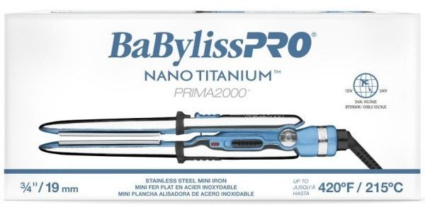 Babyliss Pro Nano Titanium Prima2000 Stainless steel mini Styling Iron 0.7» NEW