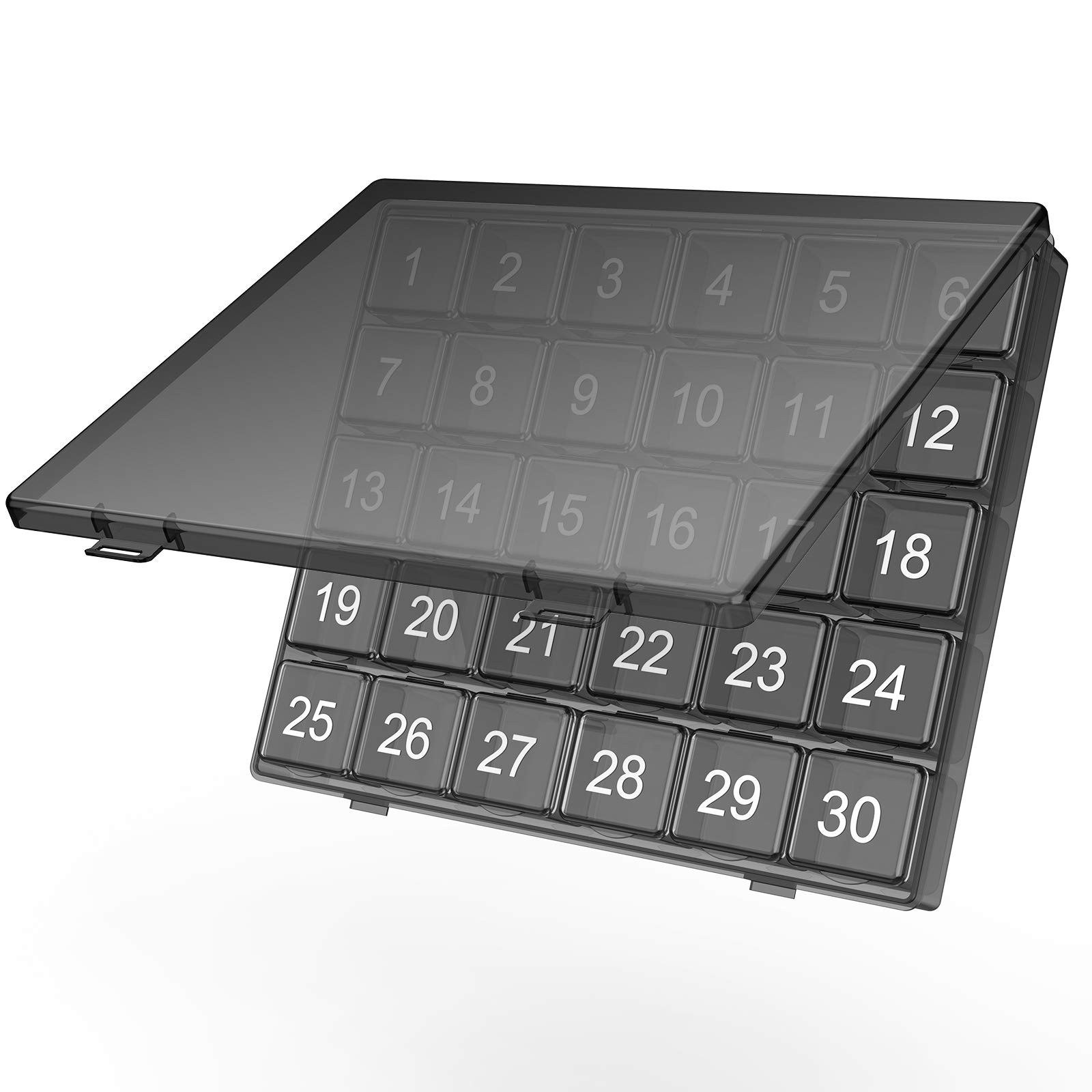 Monthly Pill Organizer Once a Day – 30 Box – Squeeze Black