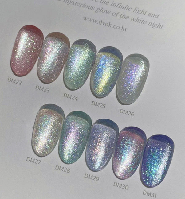 DVOK White Night Magnet Gel Polish Aurora Cat Eye Nail Gel K-Beauty