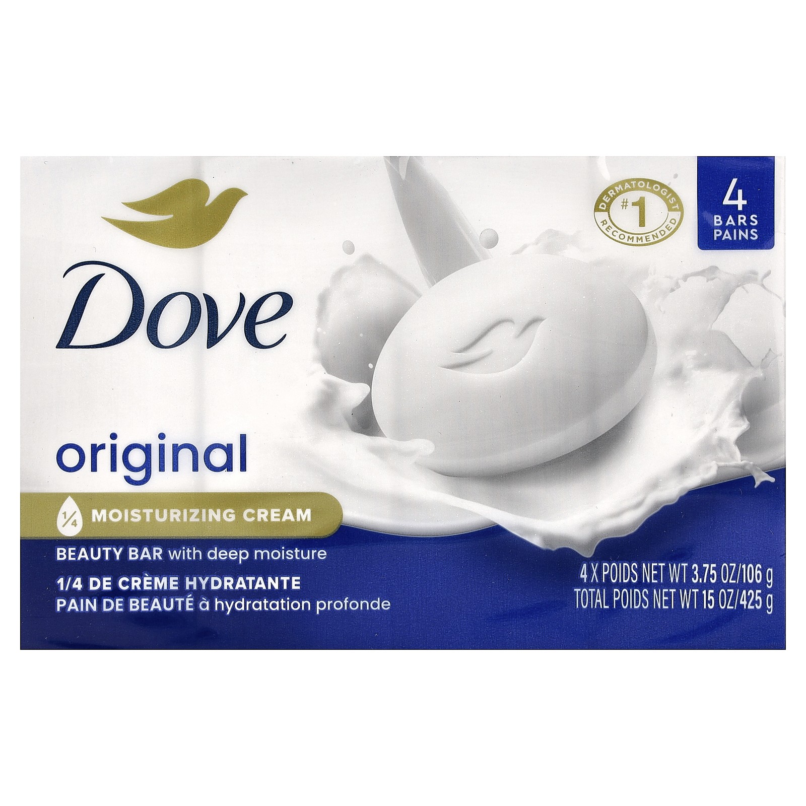 Beauty Bar Soap with Deep Moisture, Original, 4 Bars, 3.75 oz (106 g) Each