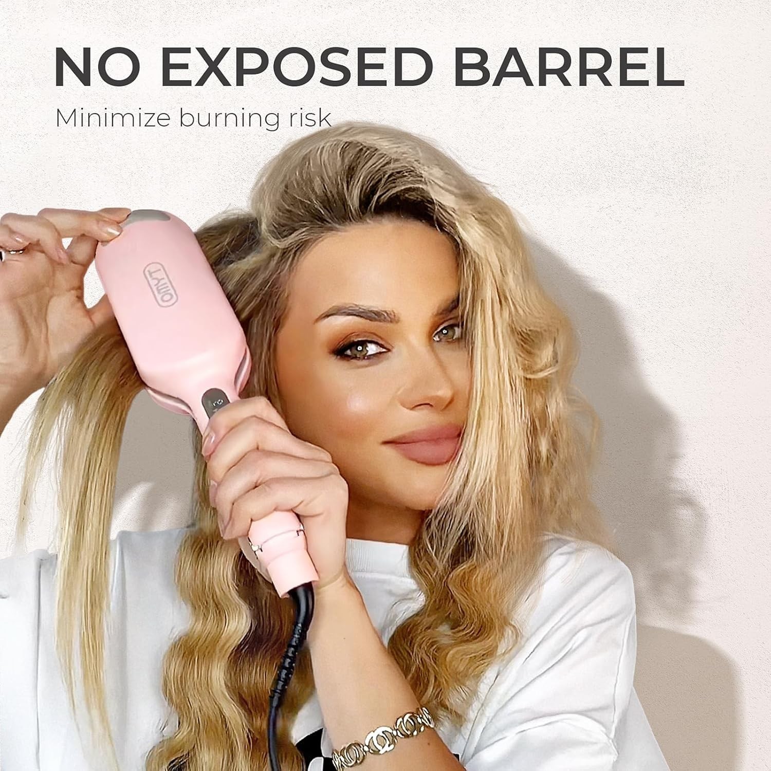 Safe and Stylish: ROVY 1.25 Inch Pink Curling Iron with Anti-Scald Technology