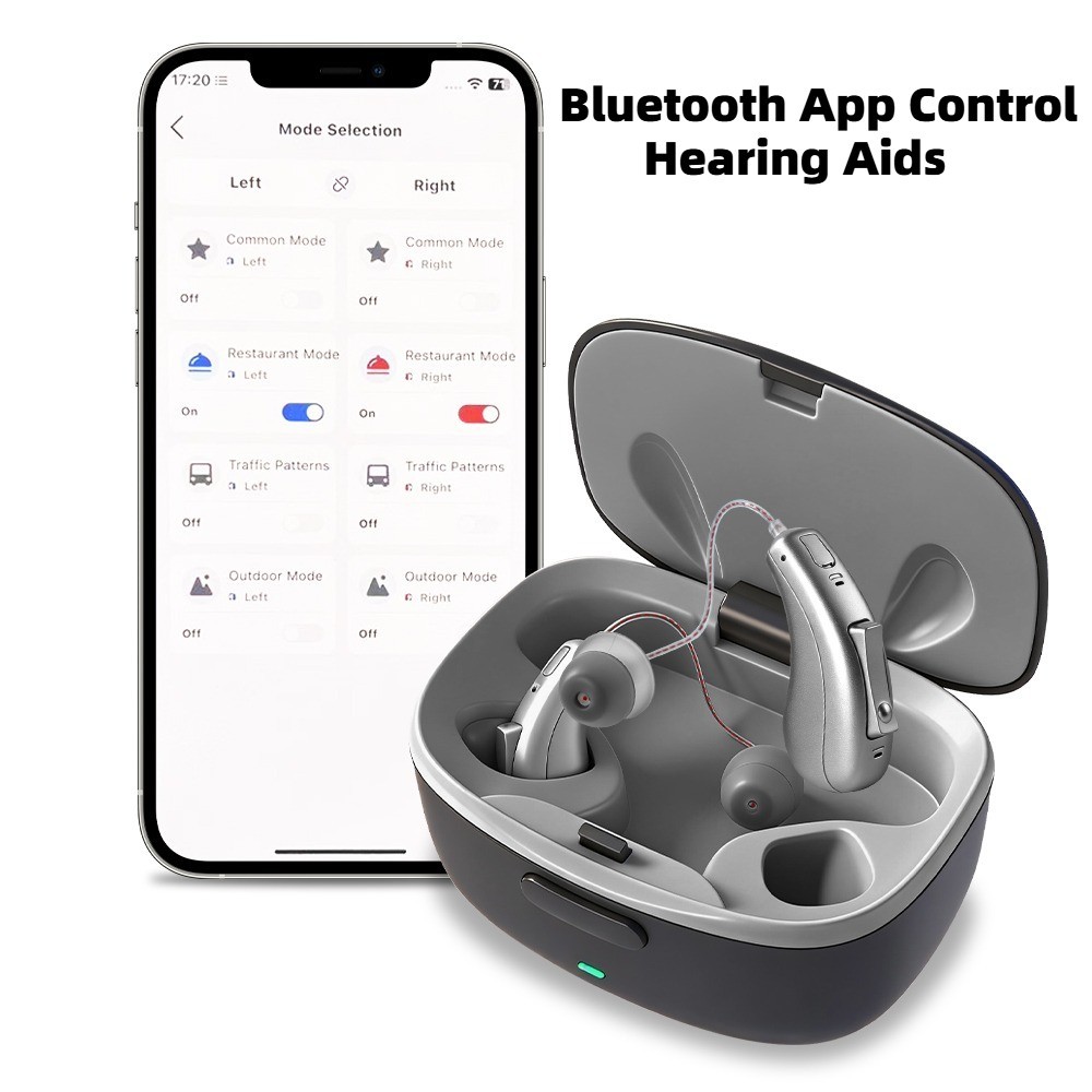 Bluetooth App Control Rechargeable Hearing Aids For Seniors Noise Cancelling OTC