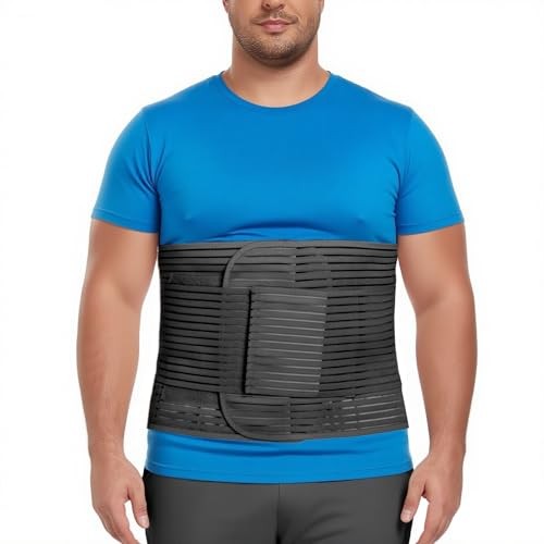 Abdominal Binder, 12-Inch Wide Elastic Belly Wrap for Plus Size XX-Large Black