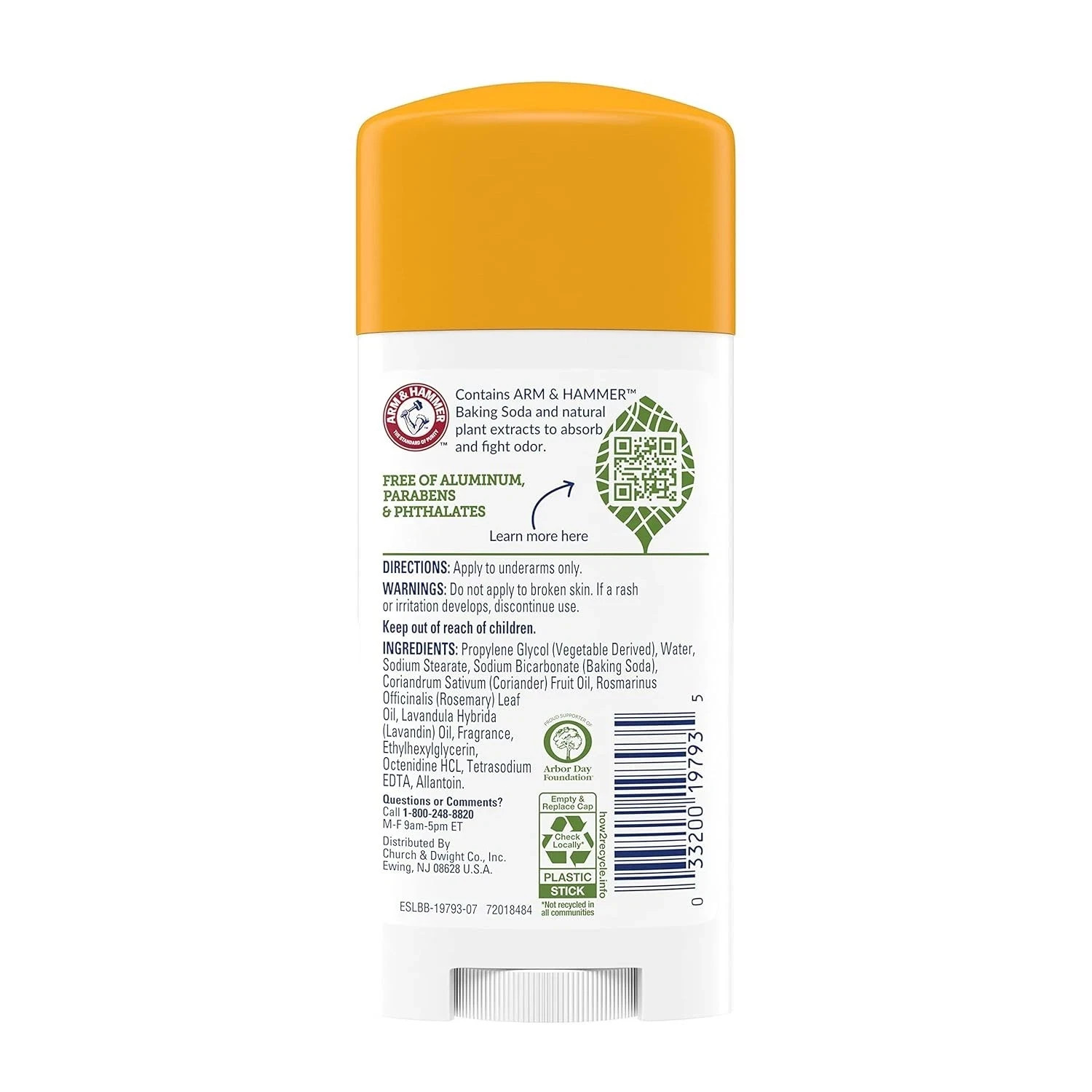 Arm & Hammer Essentials Natural Deodorant Rosemary Lavender 2.5 oz (Pack of 3)