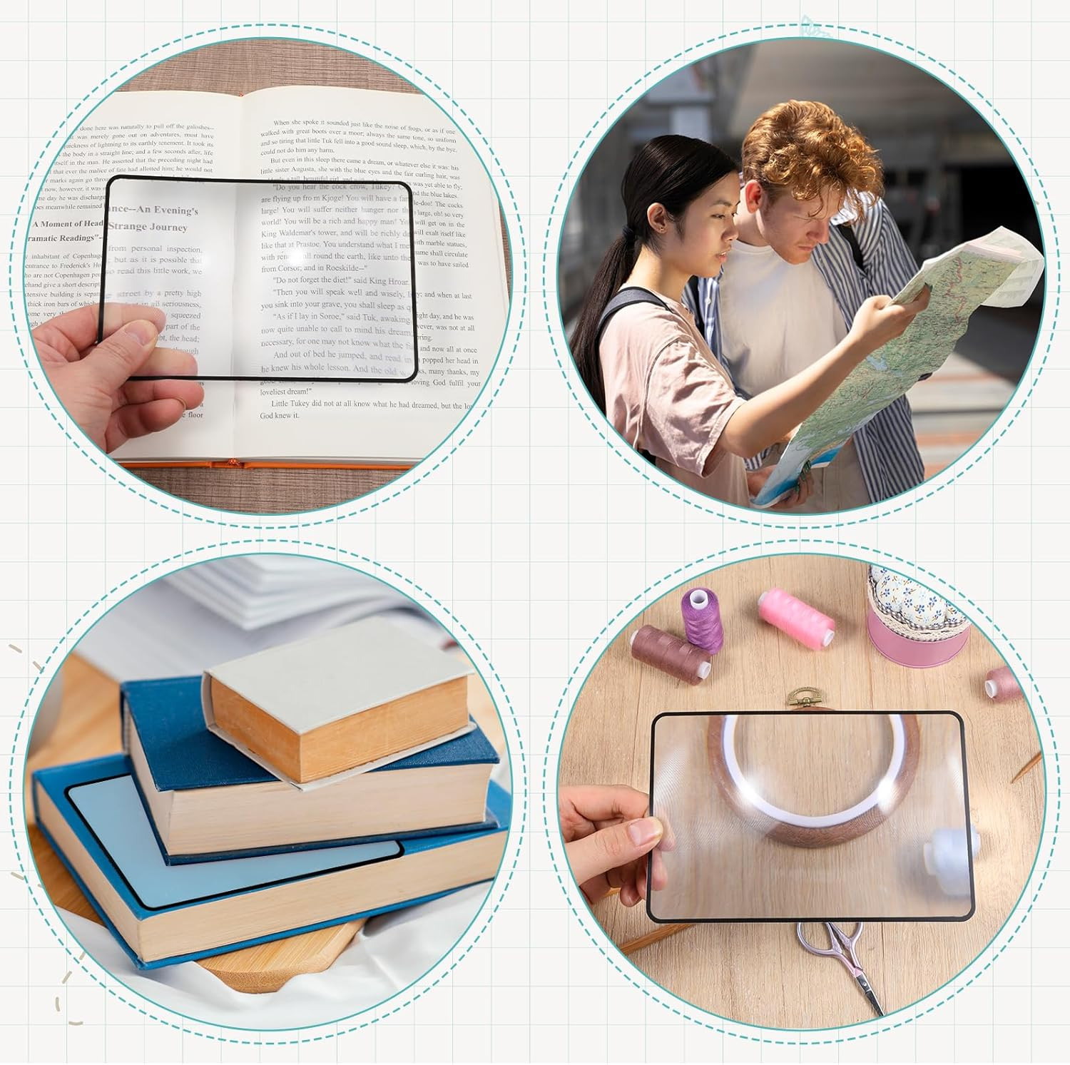 6 PCS Magnifying Sheets 5X 3X, Full Page Magnifier for Reading, Flat Plastic