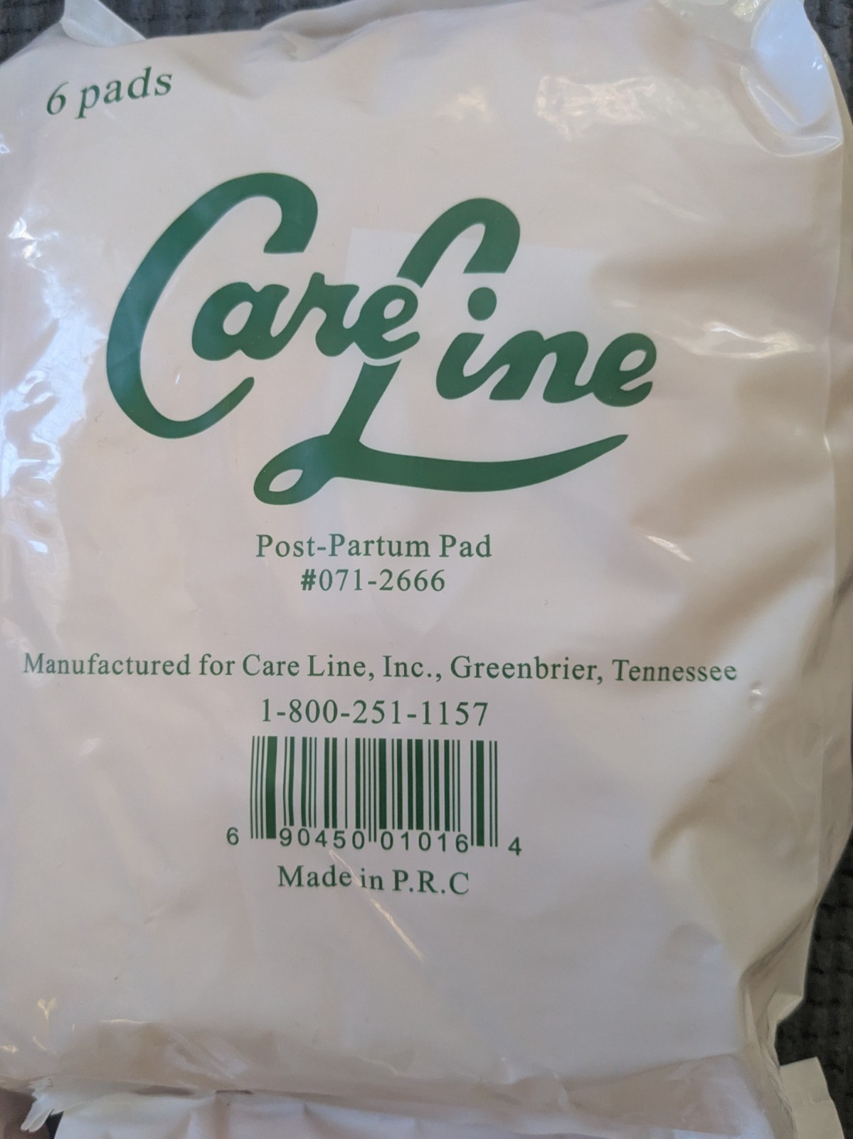Postpartum Pads 3 Pks 6 ea – Care Line & Perineal Bottle & 40 Witch Hazel Pads