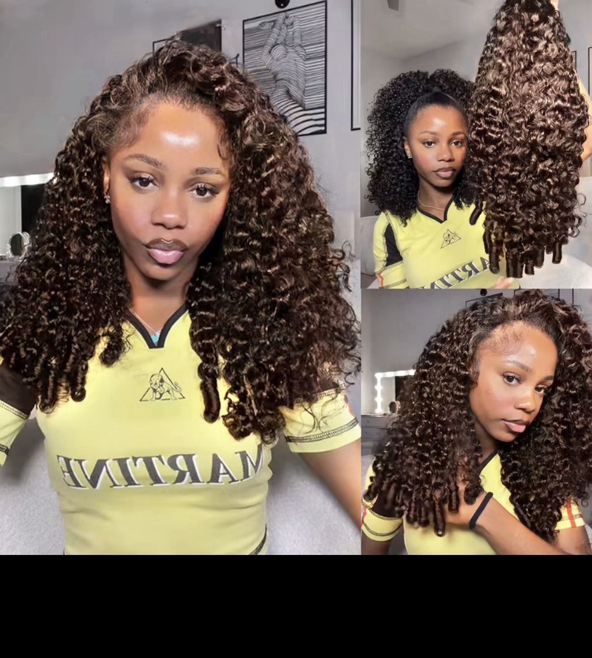 Curly Lace Front Wig Brown/Light Brown Synthetic 11-20 in One Size Women