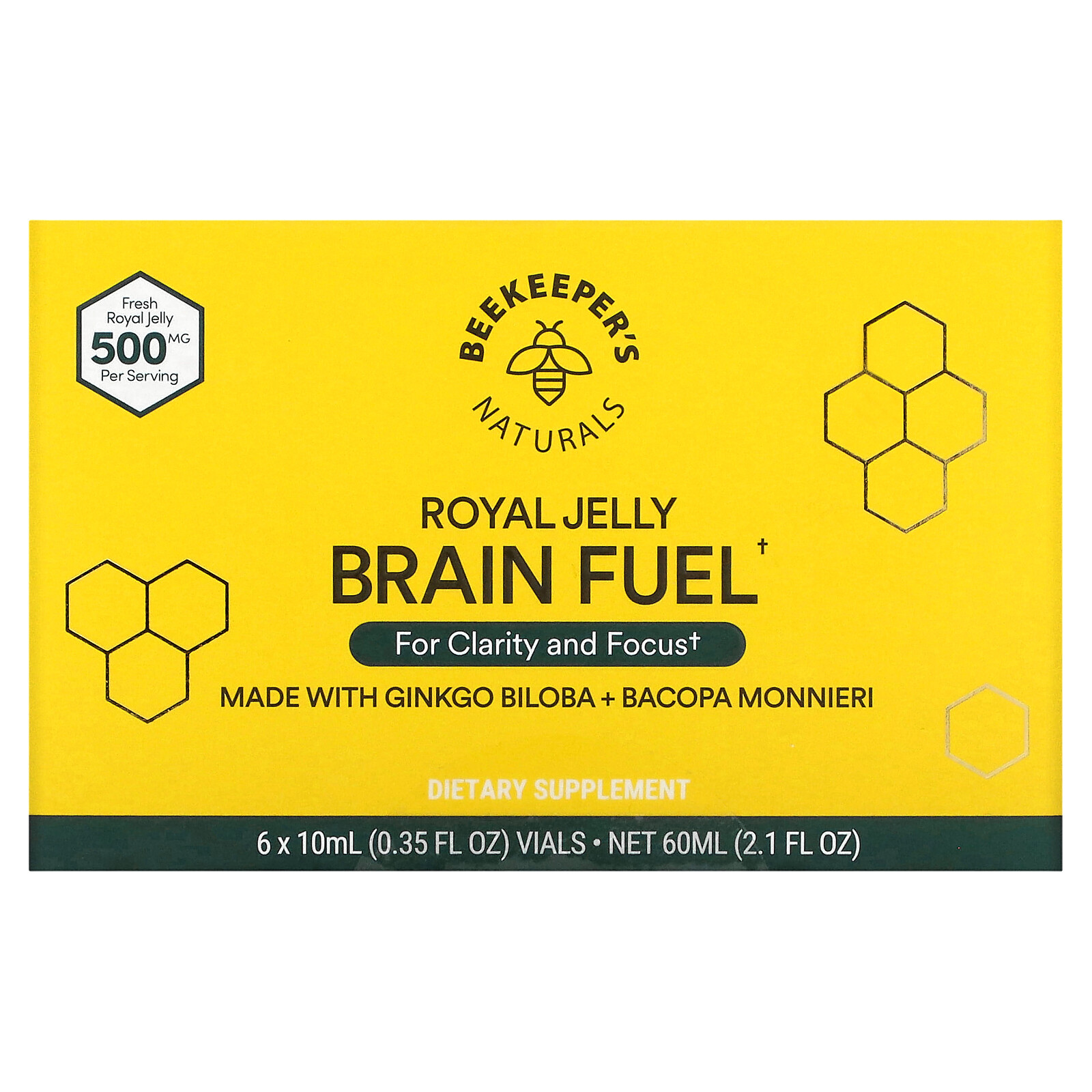 Royal Jelly Brain Fuel, 6 Vials, 0.35 fl oz (10 ml) Each