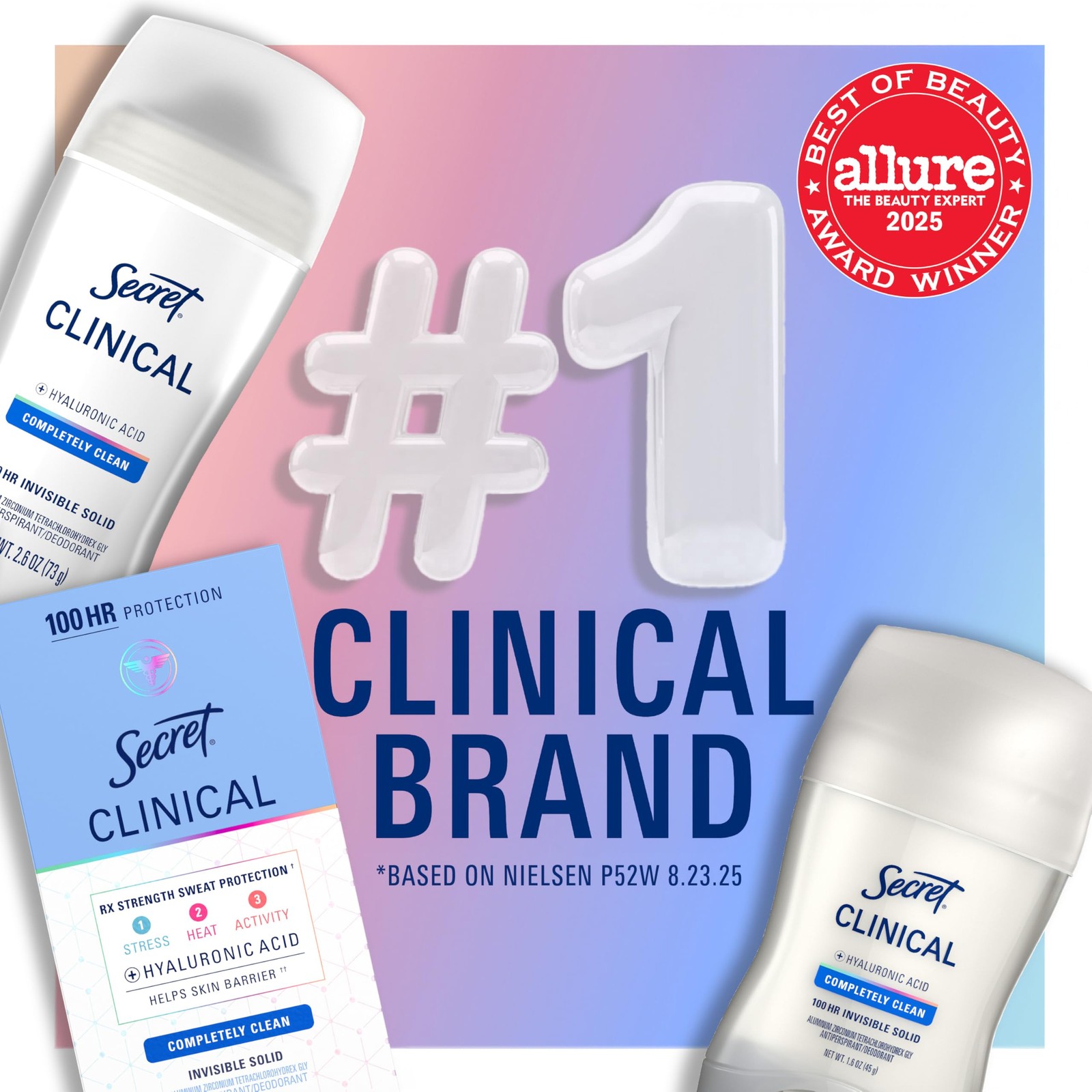 Secret Clinical 2.6 Ounce (Pack of 1), Completely Clean Invisible Solid