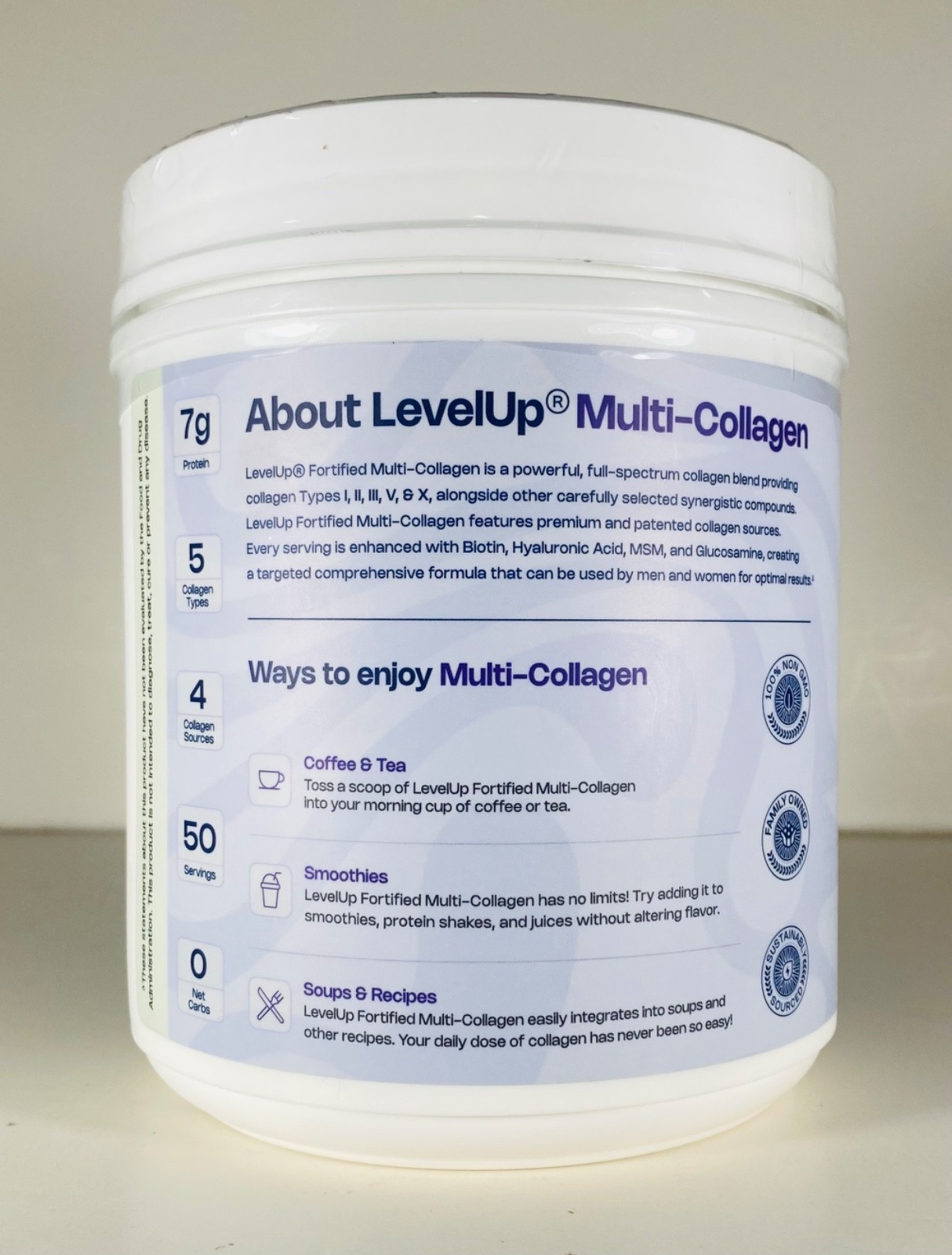 Level Up Fortified Multi Collagen Premium 5 Type, Grass-Fed, Full Spectrum 2029