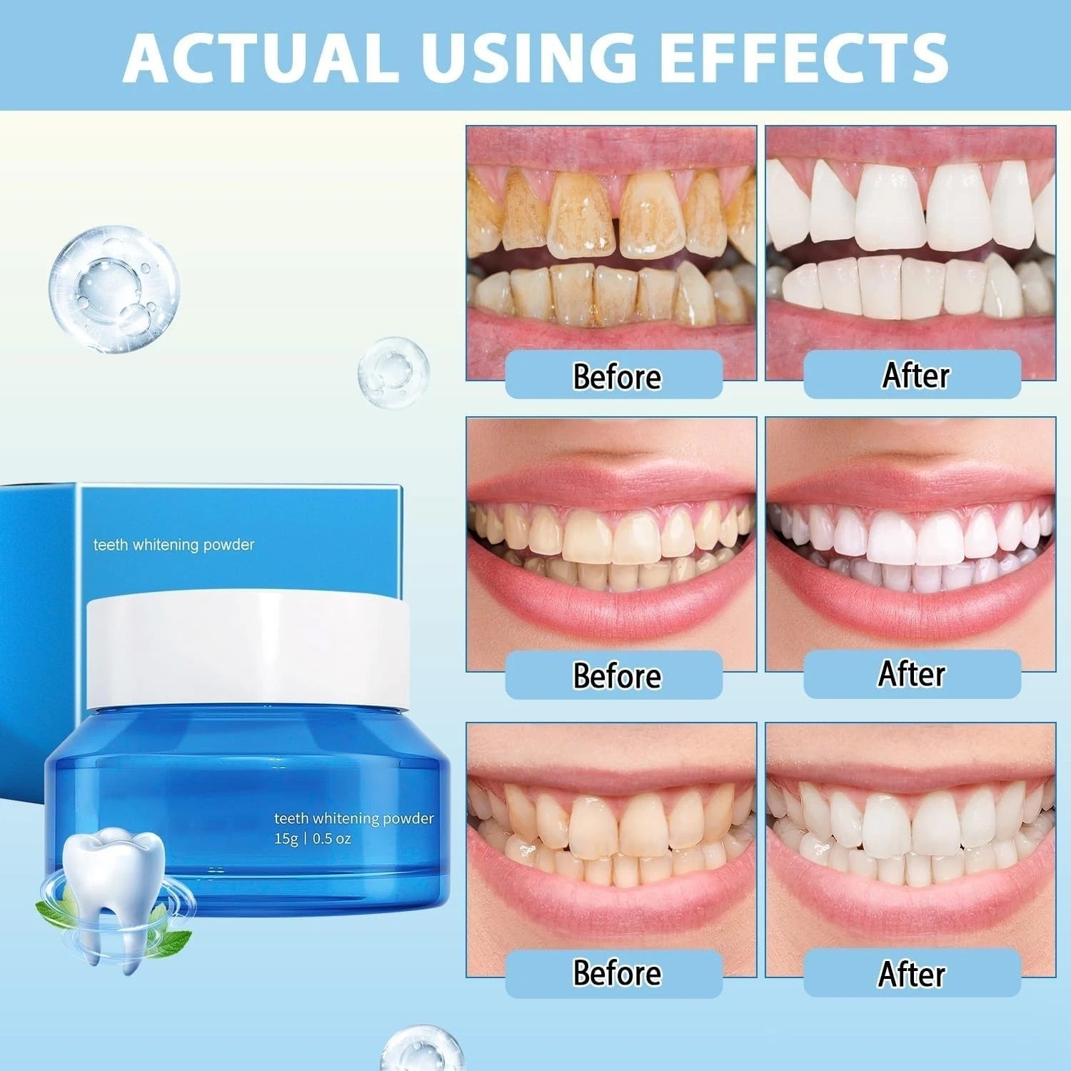 2 Pack WHITE DELUXE Teeth Whitening Powders,Instant Whitening and Stain Removal.