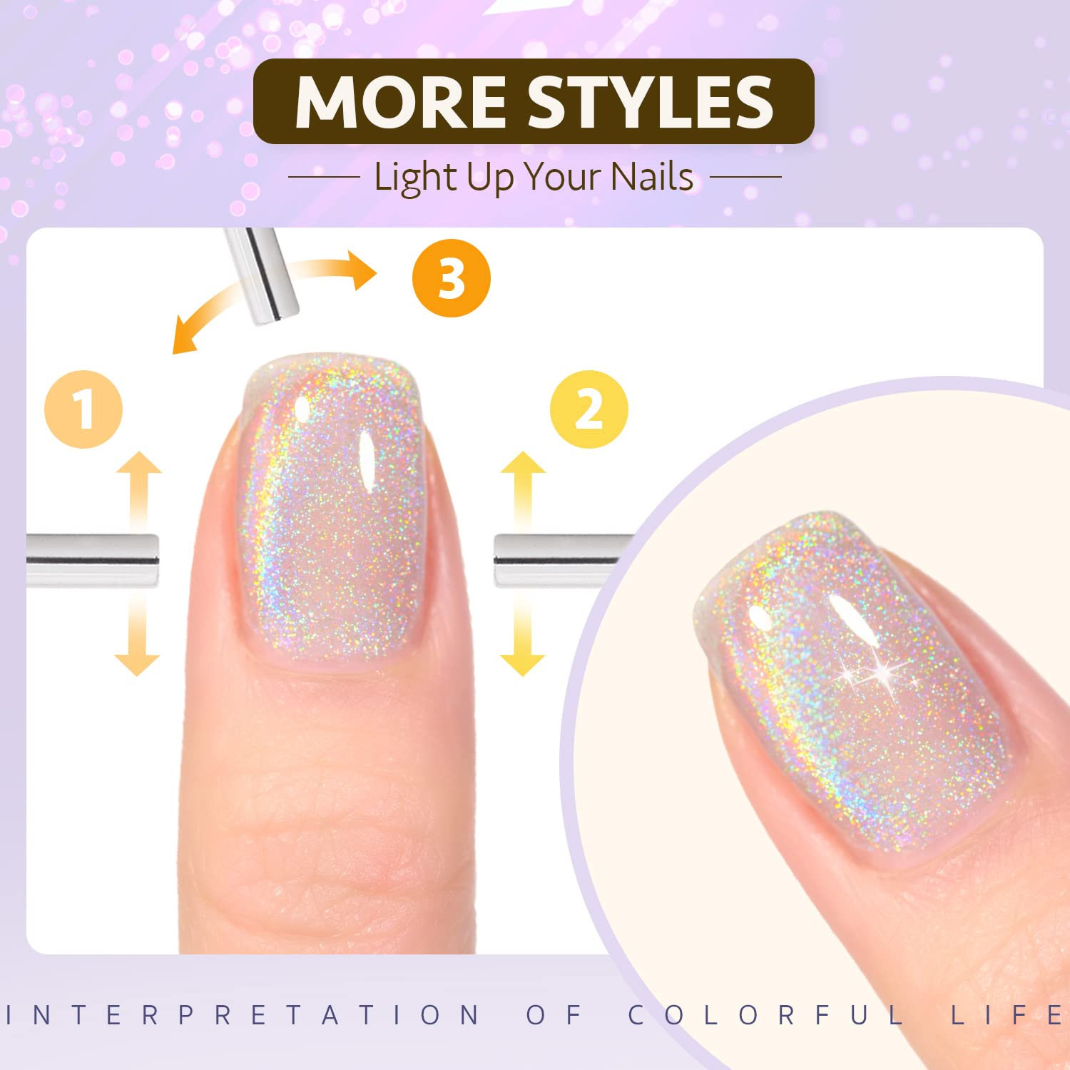 Cat Eye Gel Nail Polish, Glitter Holographic Nail Polish with Magnet, 16Ml Refle