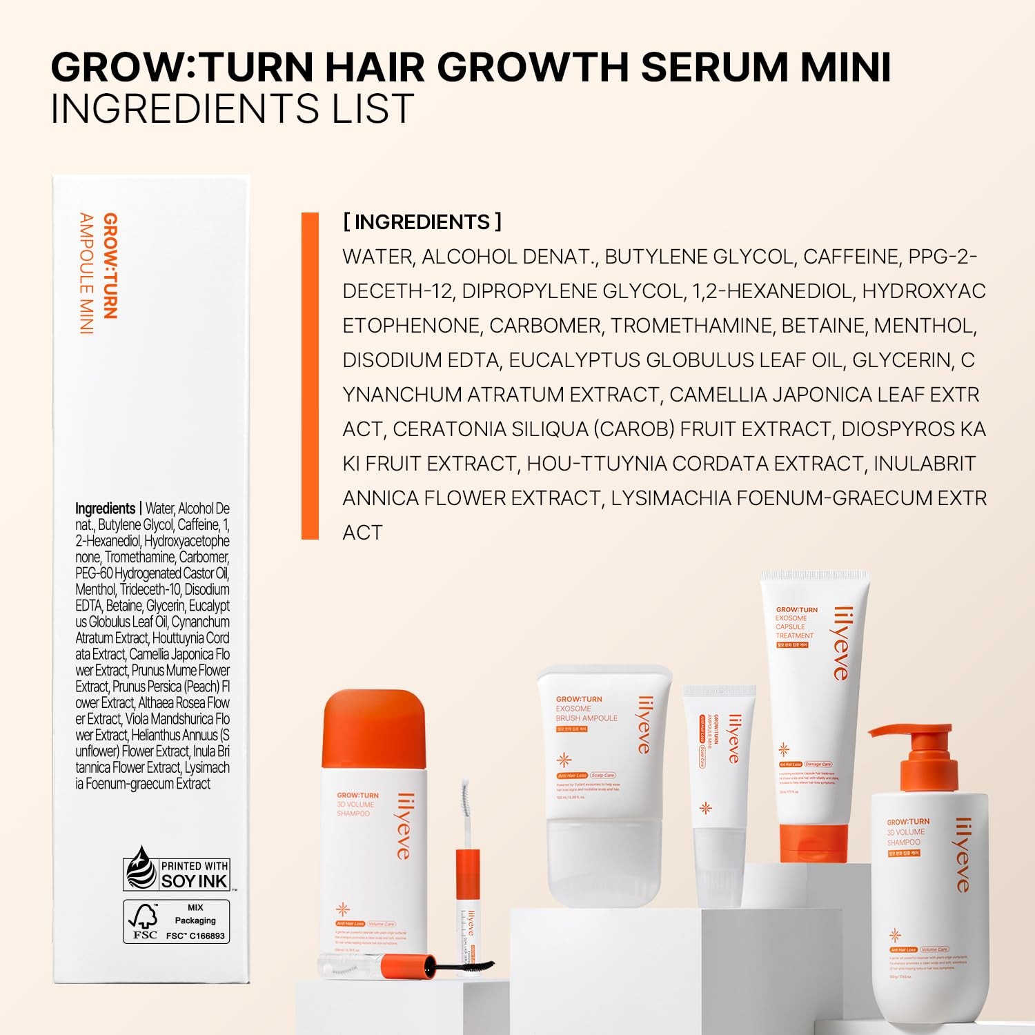GROWTURN Hair Growth Serum with Built-in Brush, Heartleaf-Derived Exosomes to…