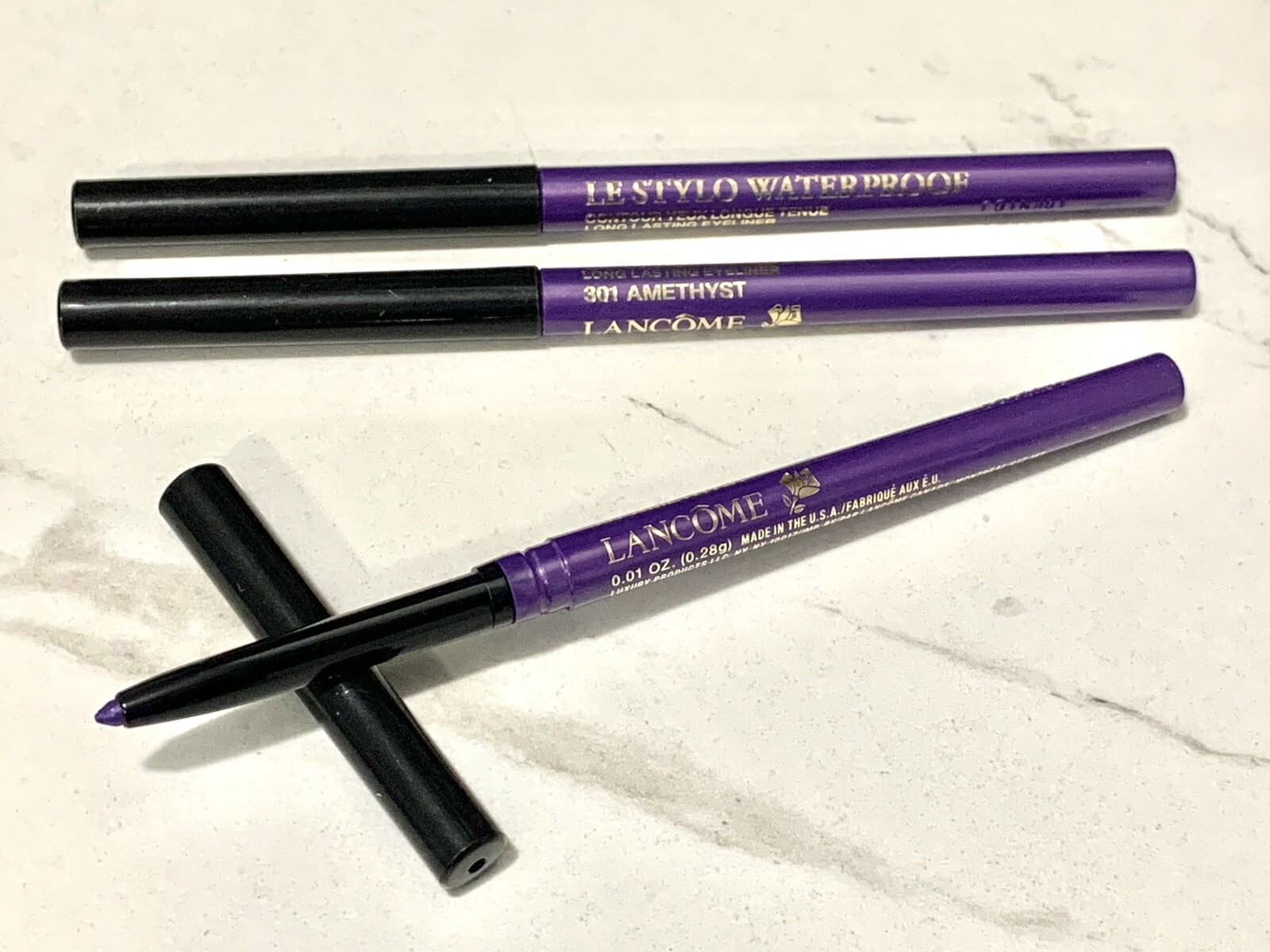 3X Lancome Le Stylo Waterproof Long Lasting Eye Liner ~ 301 AMETHYST ~ full size