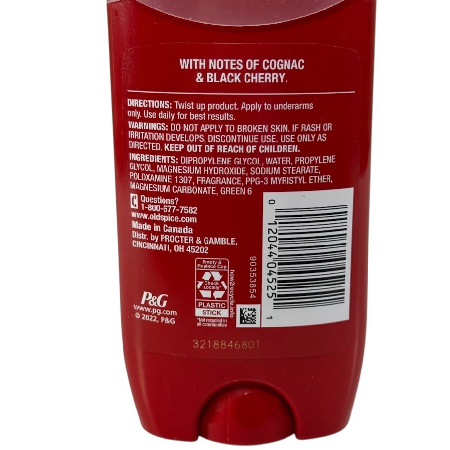 Old Spice Red Label Cognac & Black Cherry Deodorant Scent 3 oz Aluminum-Free
