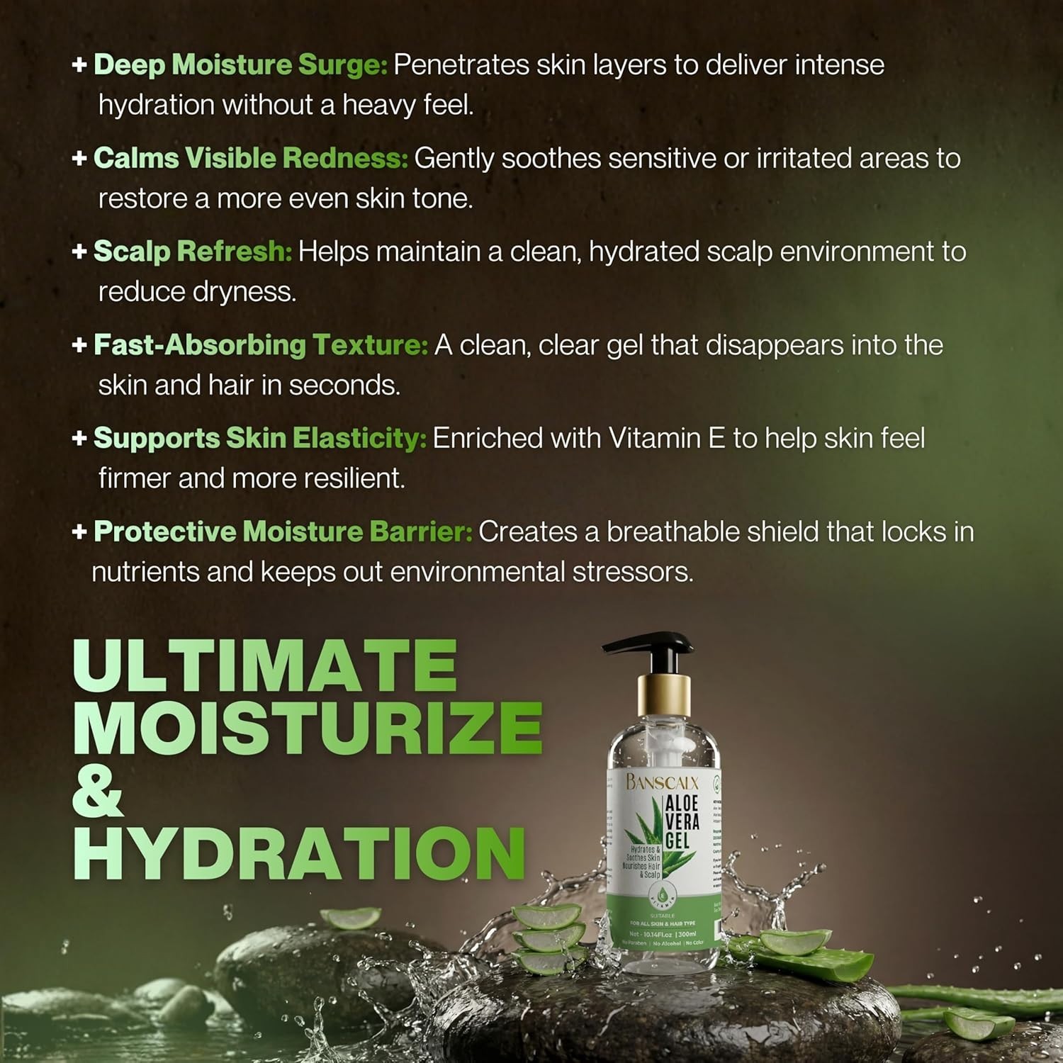 Aloe Vera Gel – Made with 100% Pure Natural Aloe Vera Extract – Hydrating & Soot