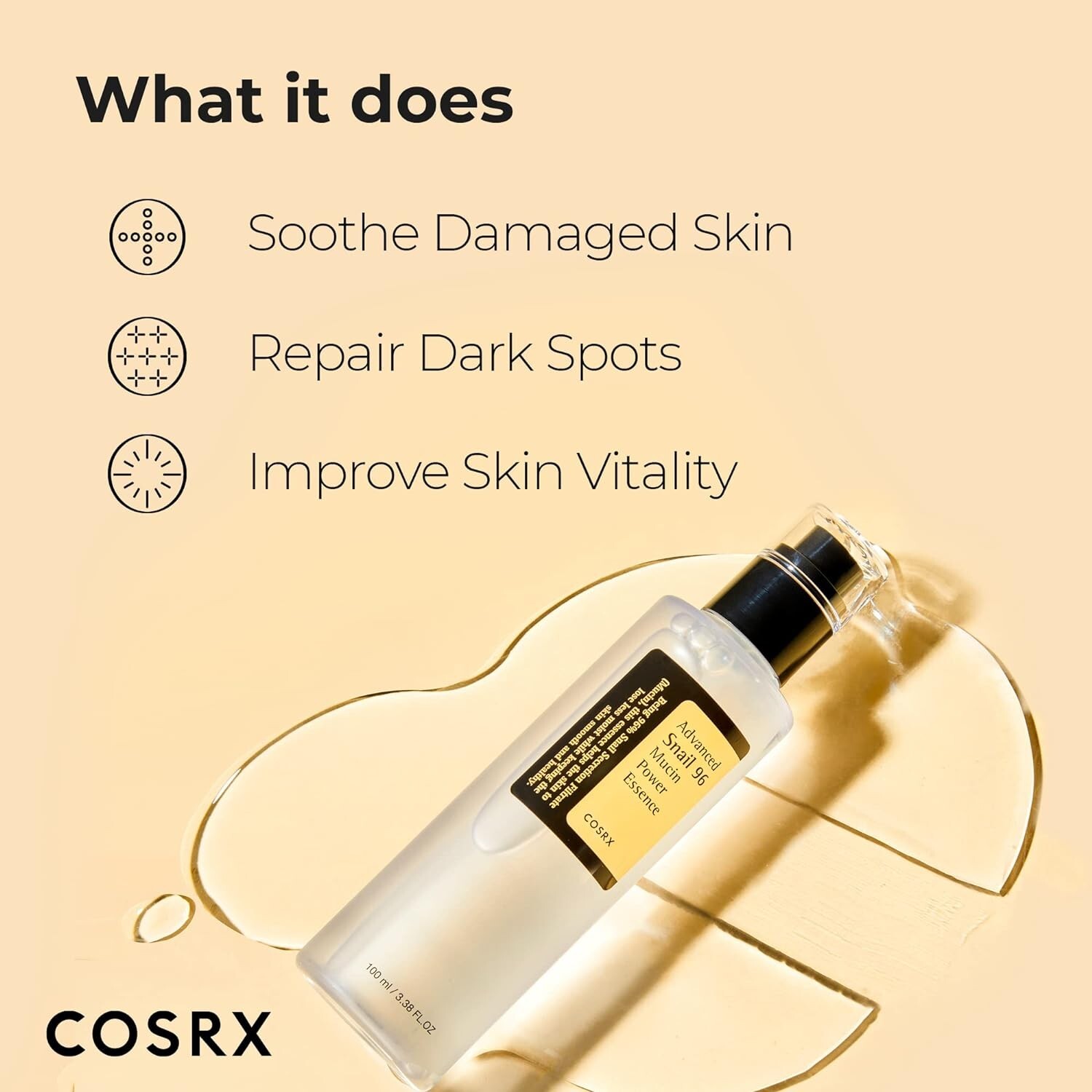 3 UNITS of COSRX Snail Mucin 96% Power Repairing Essence 3.38 oz Hydrating Serum