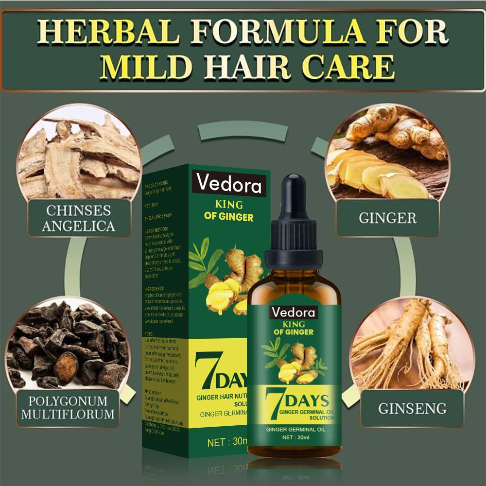 King of Ginger Oil for Hair Growth – Biotin Hair Growth Serum, 100% Pure Natural