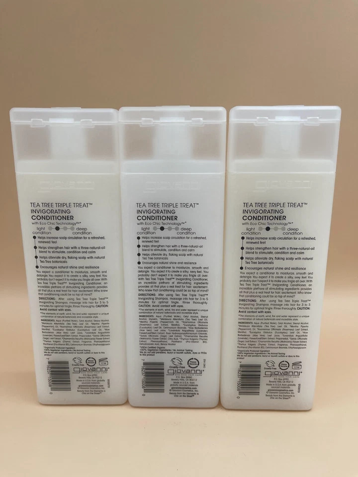 Giovanni Tea Tree Triple Treat Invigorating Conditioner 8.5 fl oz Liq – 3 Pack