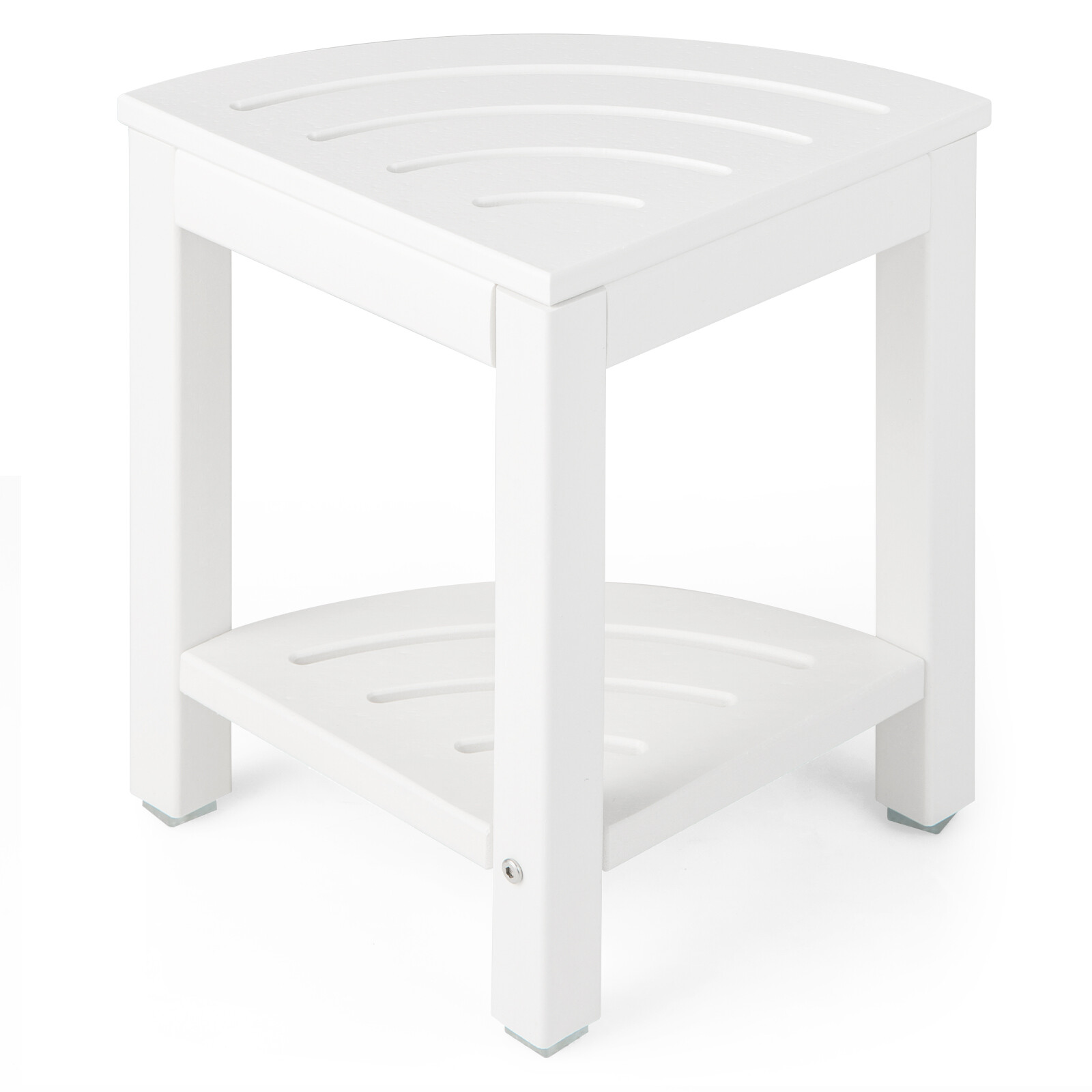 2-Tier Waterproof Shower Stool Corner Shower for Indoor Outdoor Use White
