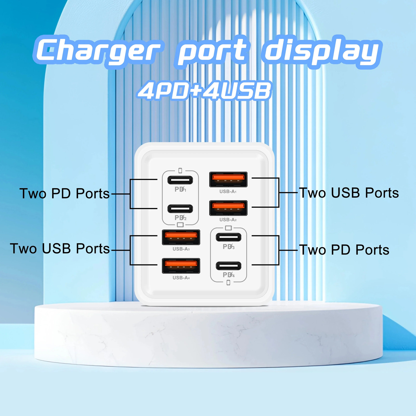 240W GaN USB C Charger 8 in 1 Fast Charging Phone Charger Power Adapter For