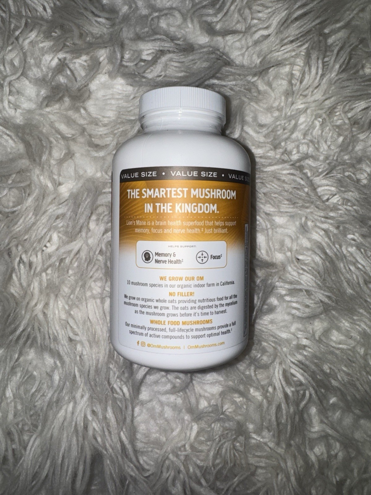 Om Mushroom Superfood Lion’s Mane Mushroom Capsules Supplement Fruit Body 90 CT