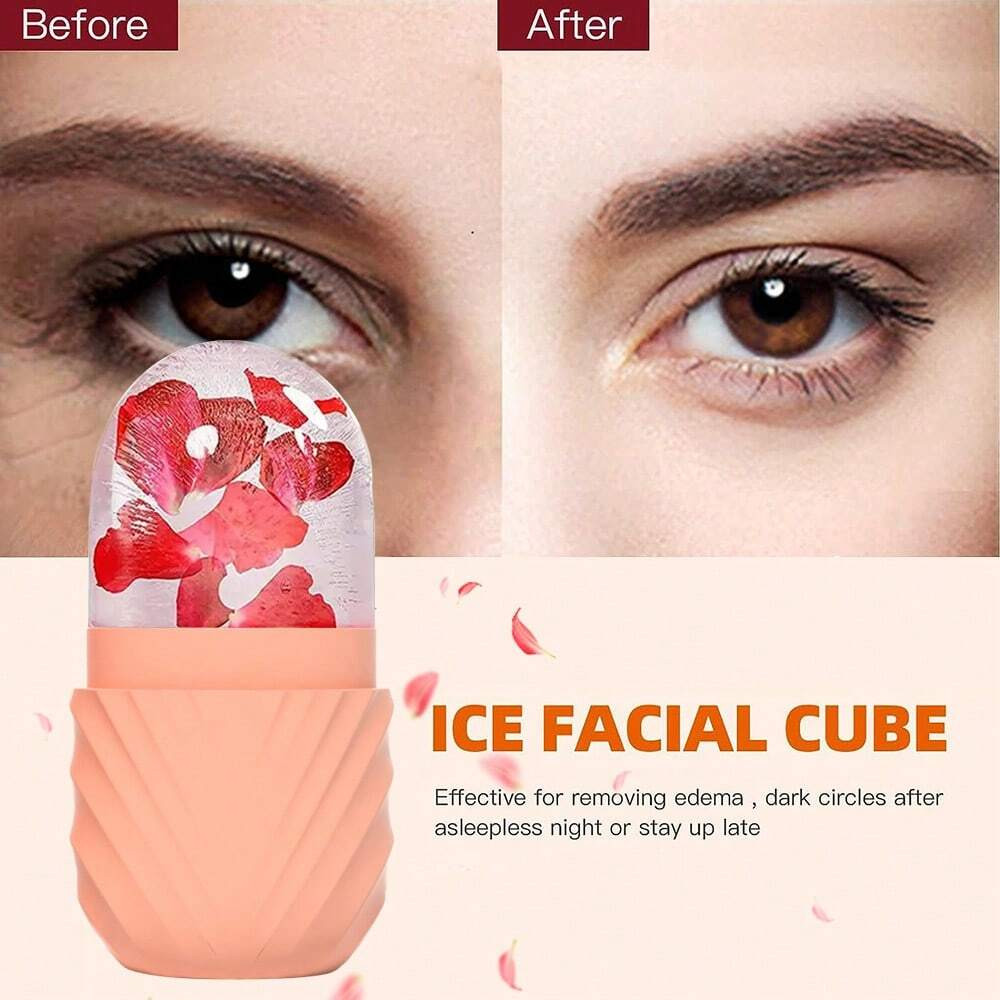 Reusable Ice Face Roller Silicone Cooling Facial Massager Puffiness Relief Tool