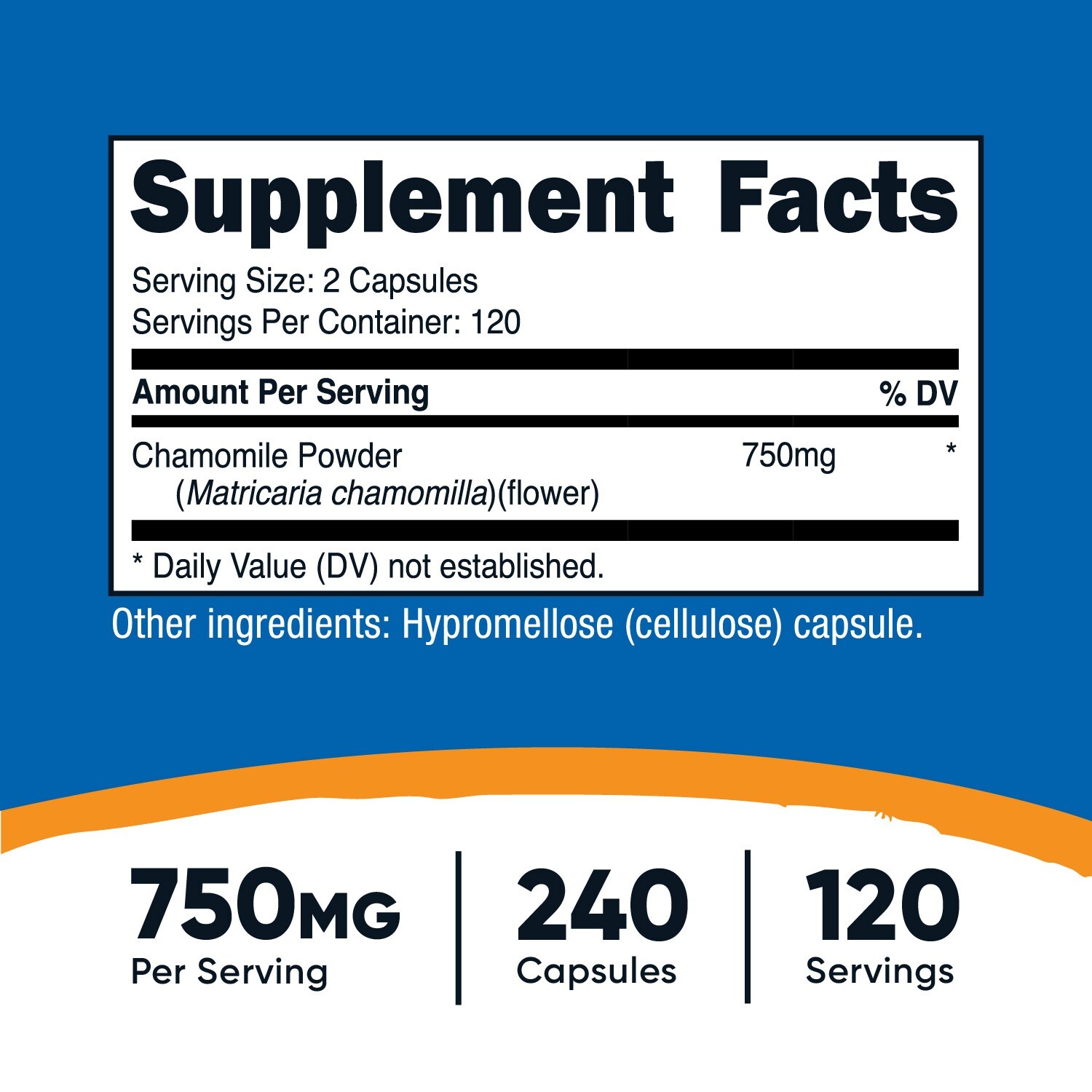 Nutricost Chamomile 750mg Per Serving, 120 Servings, 240 Vegetarian Capsules