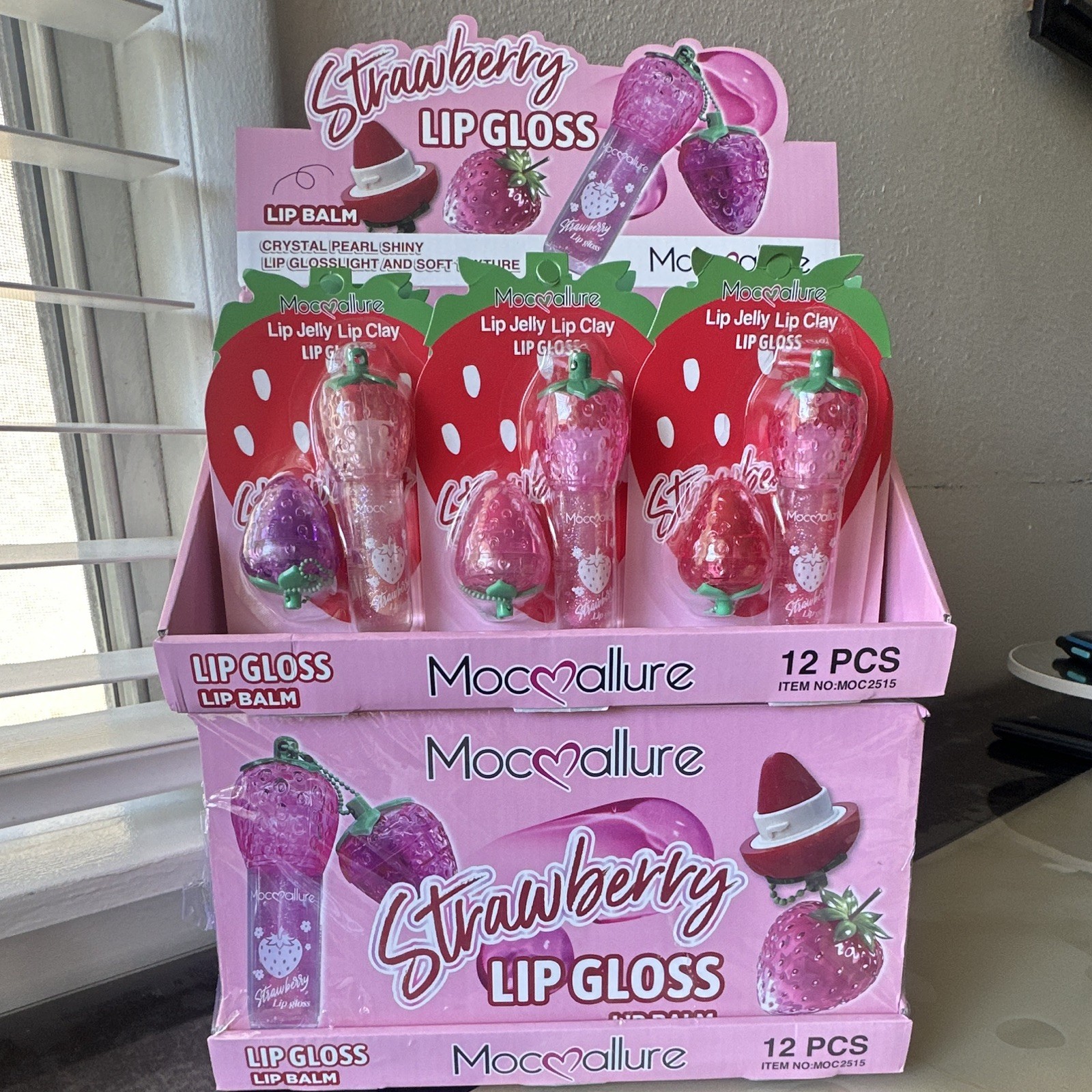 Mocallure Shiny Jelly Lip Gloss Set, Pink Purple Red Strawberry 12pcs MOC2515