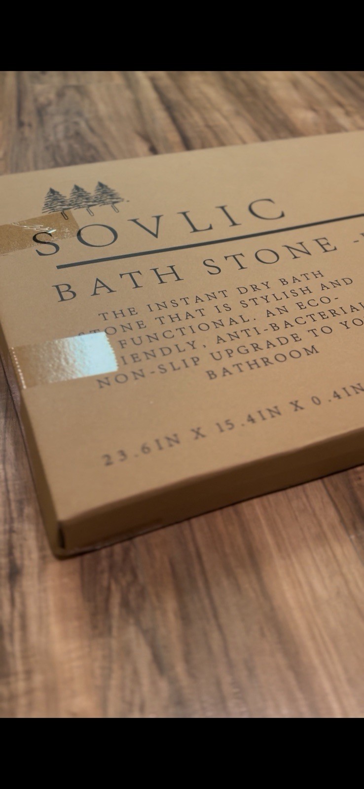SOVLIC Bath Stone Mat Gray Solid Rectangle Non-Slip Anti-Bacterial Eco