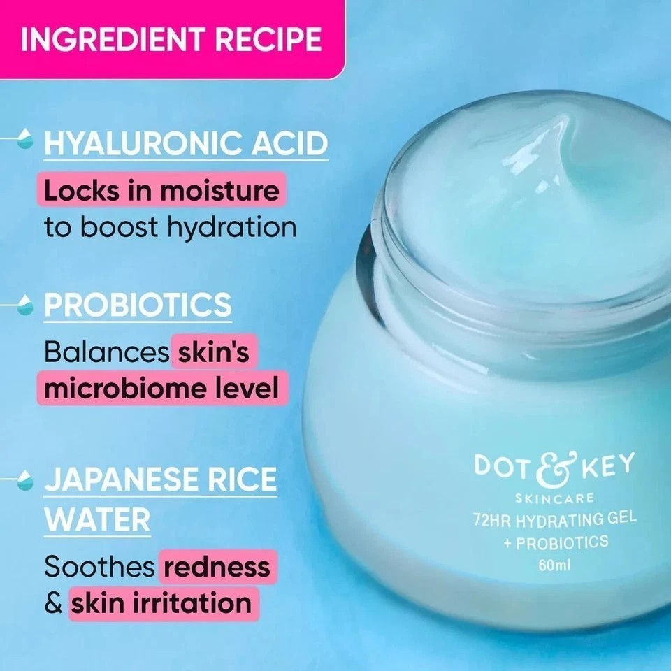 Dot & Key 72 HR HYDRATING GEL + PROBIOTICS With Kombucha & Rice Water 60ml