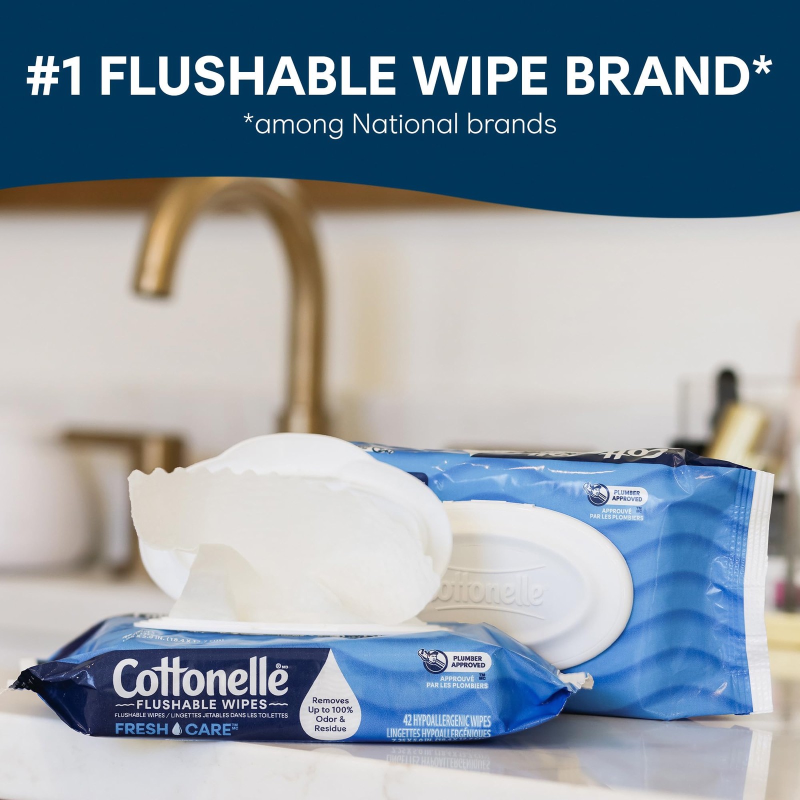 Flushable Wet Wipes Adult Fresh Feel 42 Wipes 16 Pack 672ct