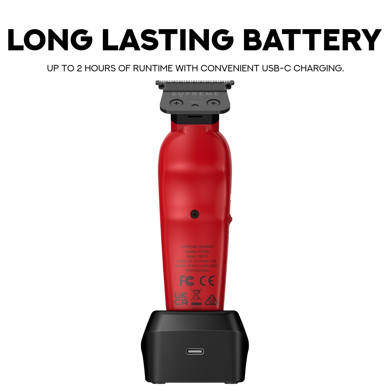Cordless Barber Trimmer ST3700 7000 RPM Zero Gap DLC T Blade Red USB-C Supreme