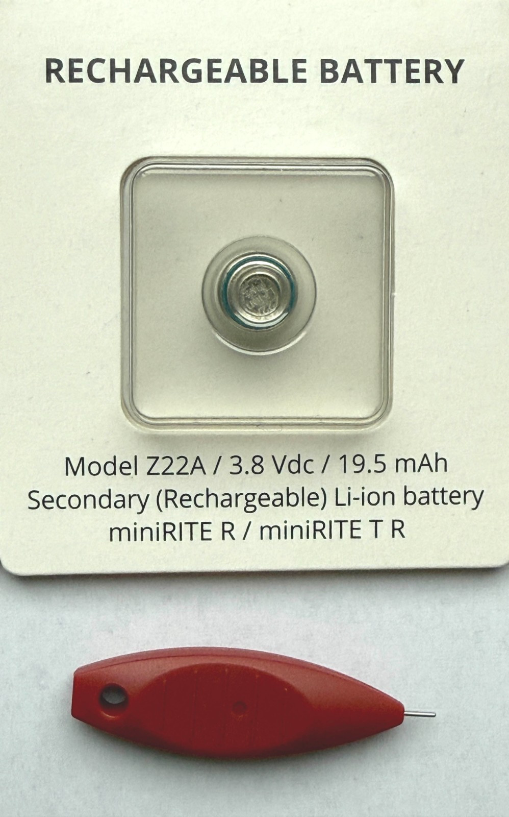 New, OEM Oticon Z22A Model Rechargeable Battery + Removal Tool