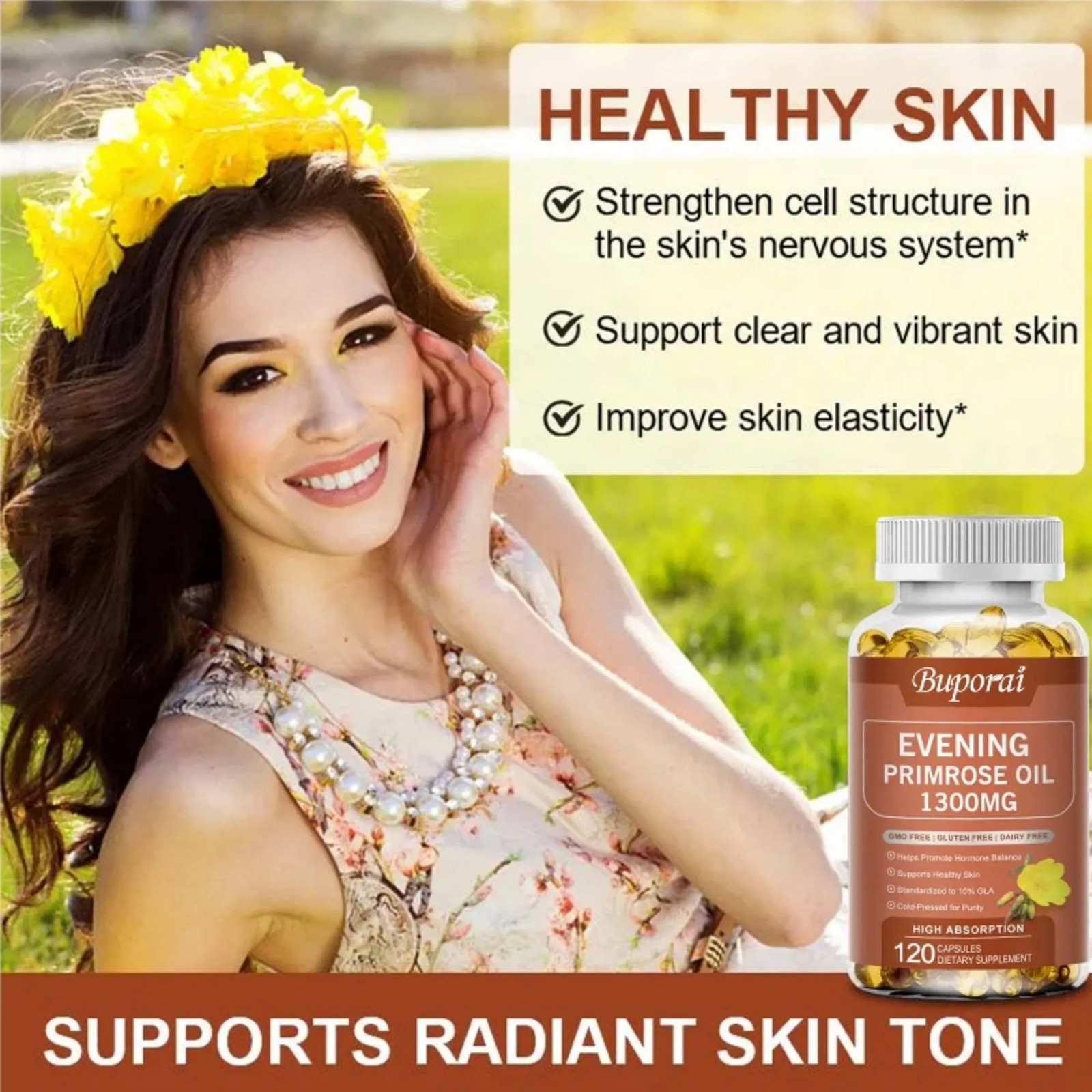 Evening Primrose Oil 120pcs, Nutrient Absorption,Skin Health, Maintains Vitality
