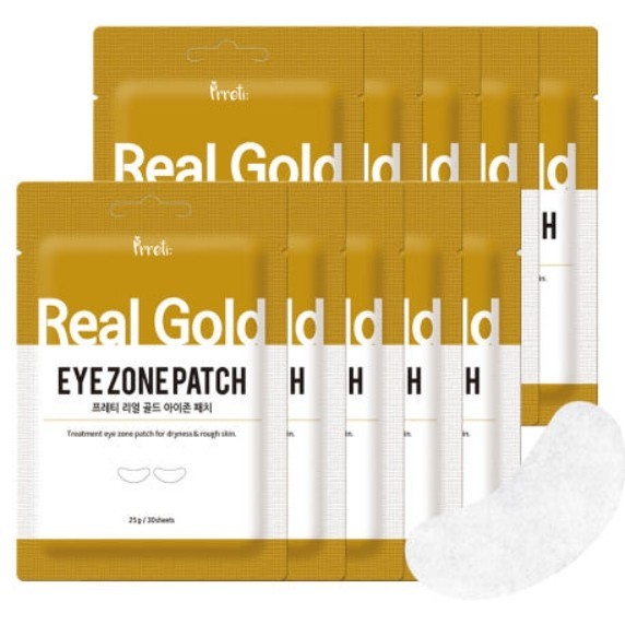 PRRETI Real Gold Eye Zone Patch 30 sheets x 10packs Nourishing Eye Mask K-Beauty