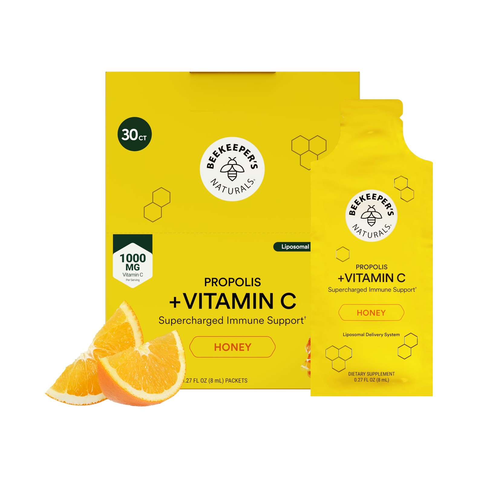 Propolis Liposomal Vitamin C 1000mg Immune Support 30 Ct Beekeeper s Organic