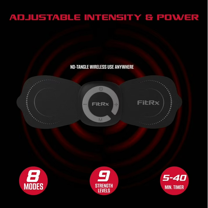 FitRx Electrode Wireless Massager Rechargeable EMS Unit Muscle Stimulator