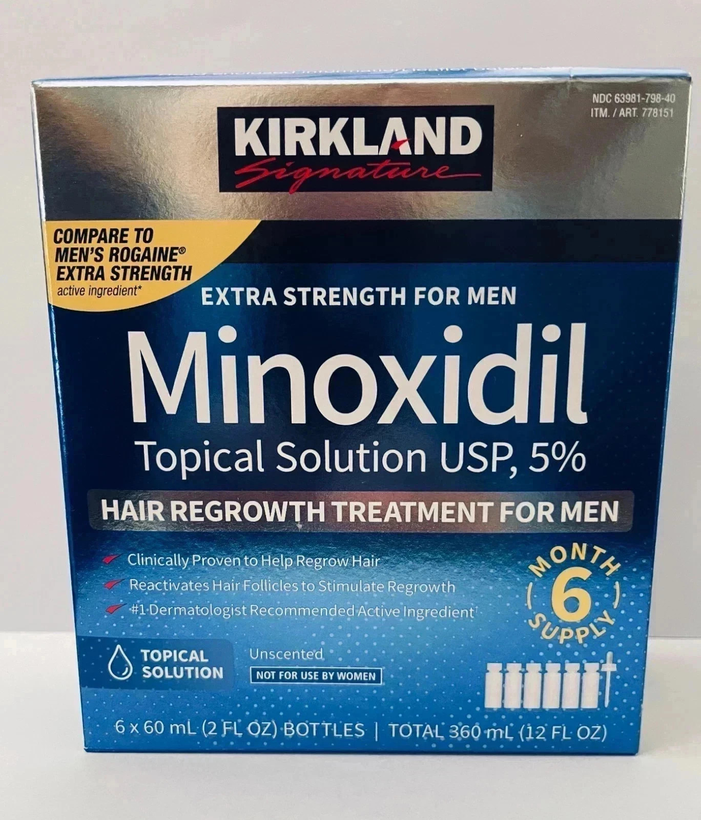 Kirkland Minoxidil 5% Extra Strength Men 6 Month Supply Hair Regrowth